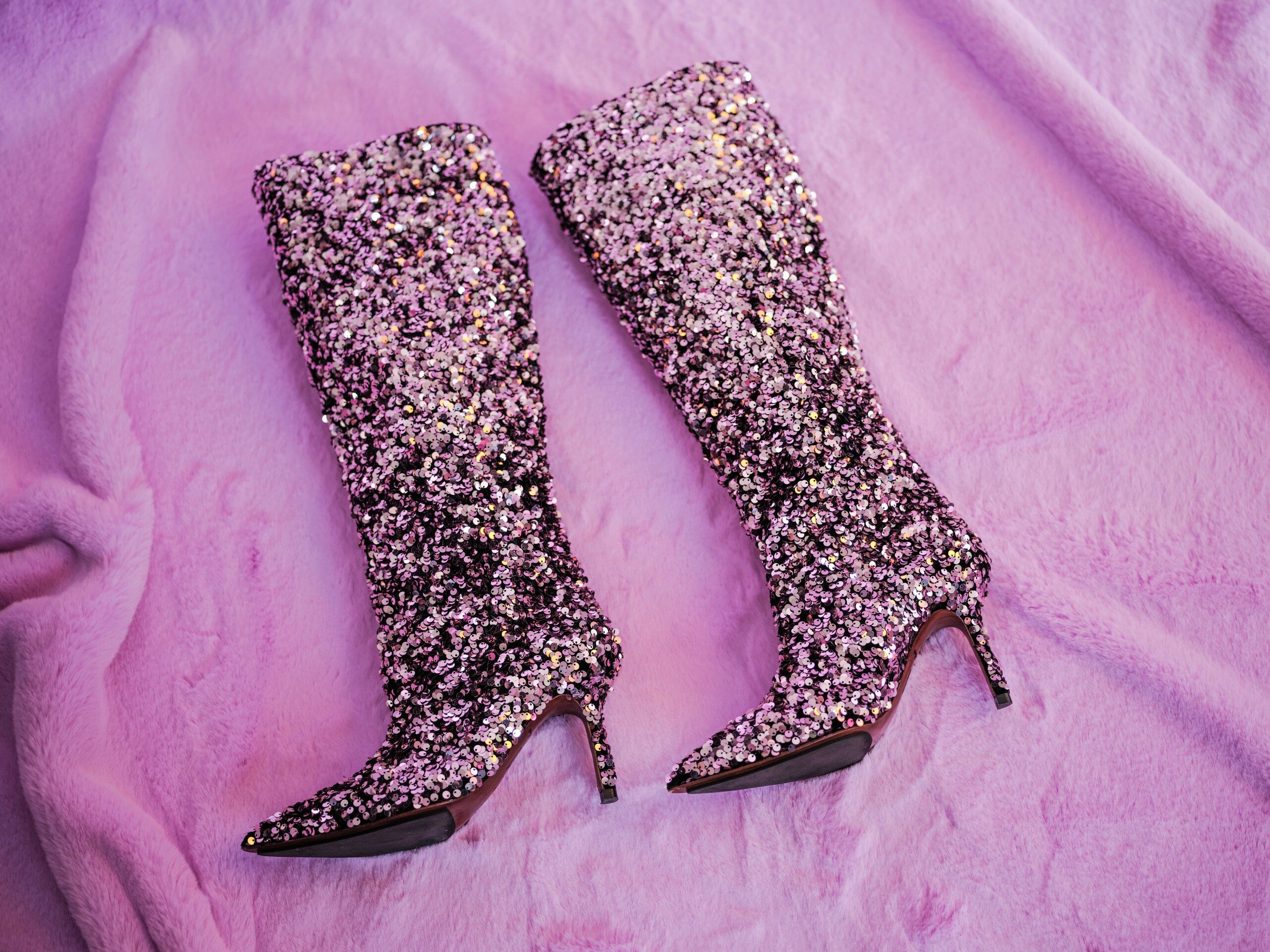 Handmade Boots Purple Sequins