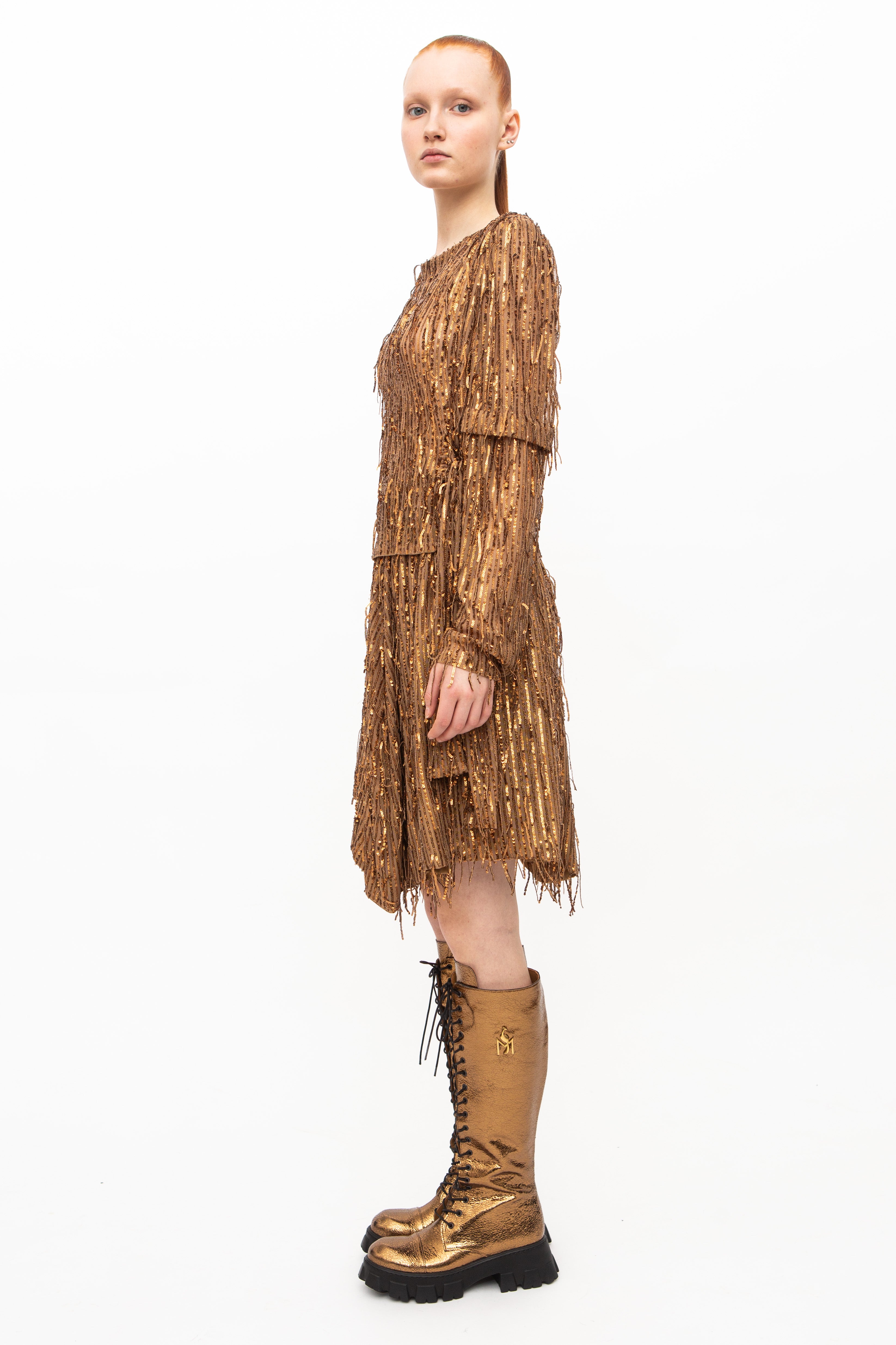 Handmade Boots Lace Up Gold