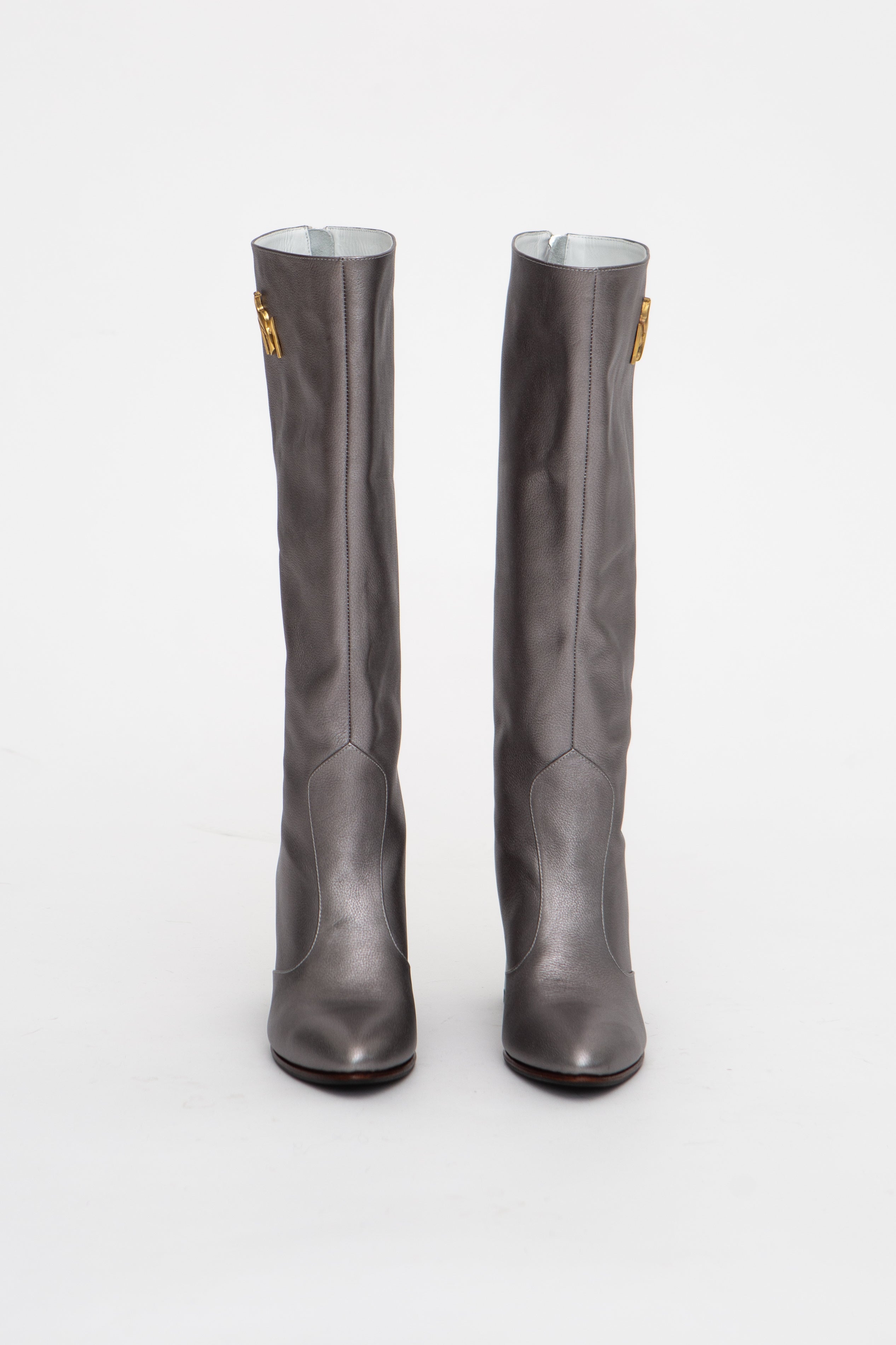 Handmade Boots Metallic Grey