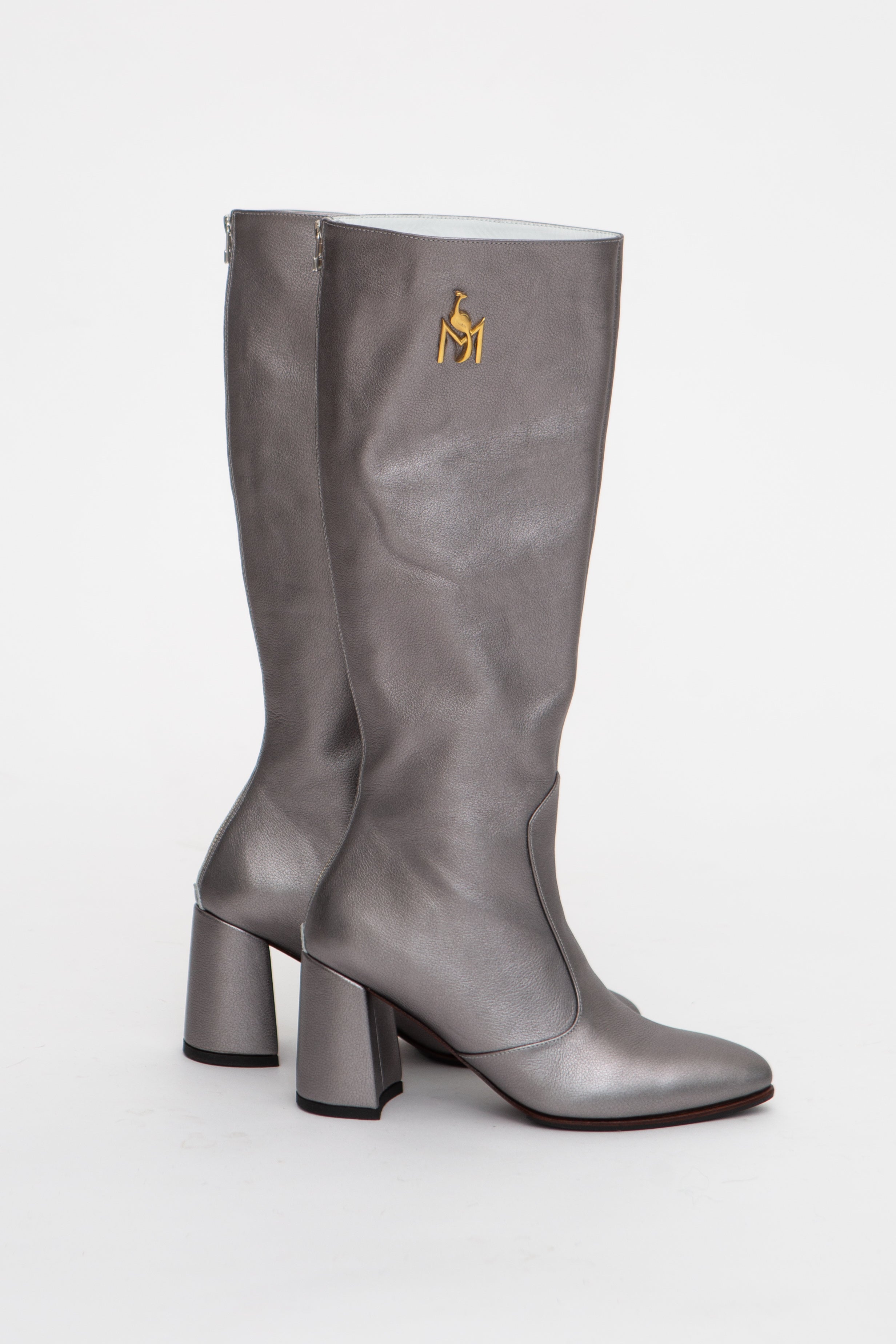 Handmade Boots Metallic Grey