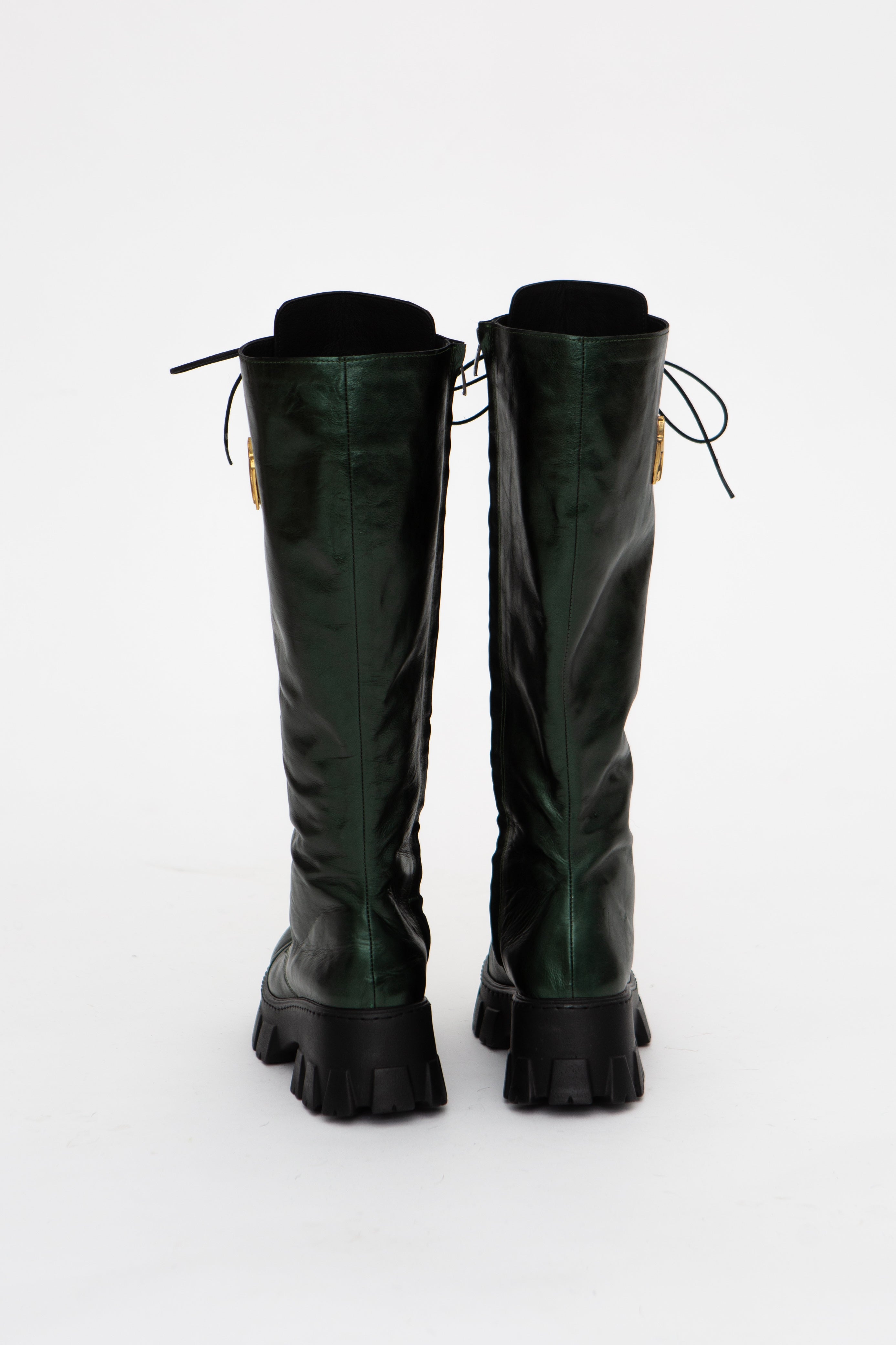 Handmade Boots Lace Up Green