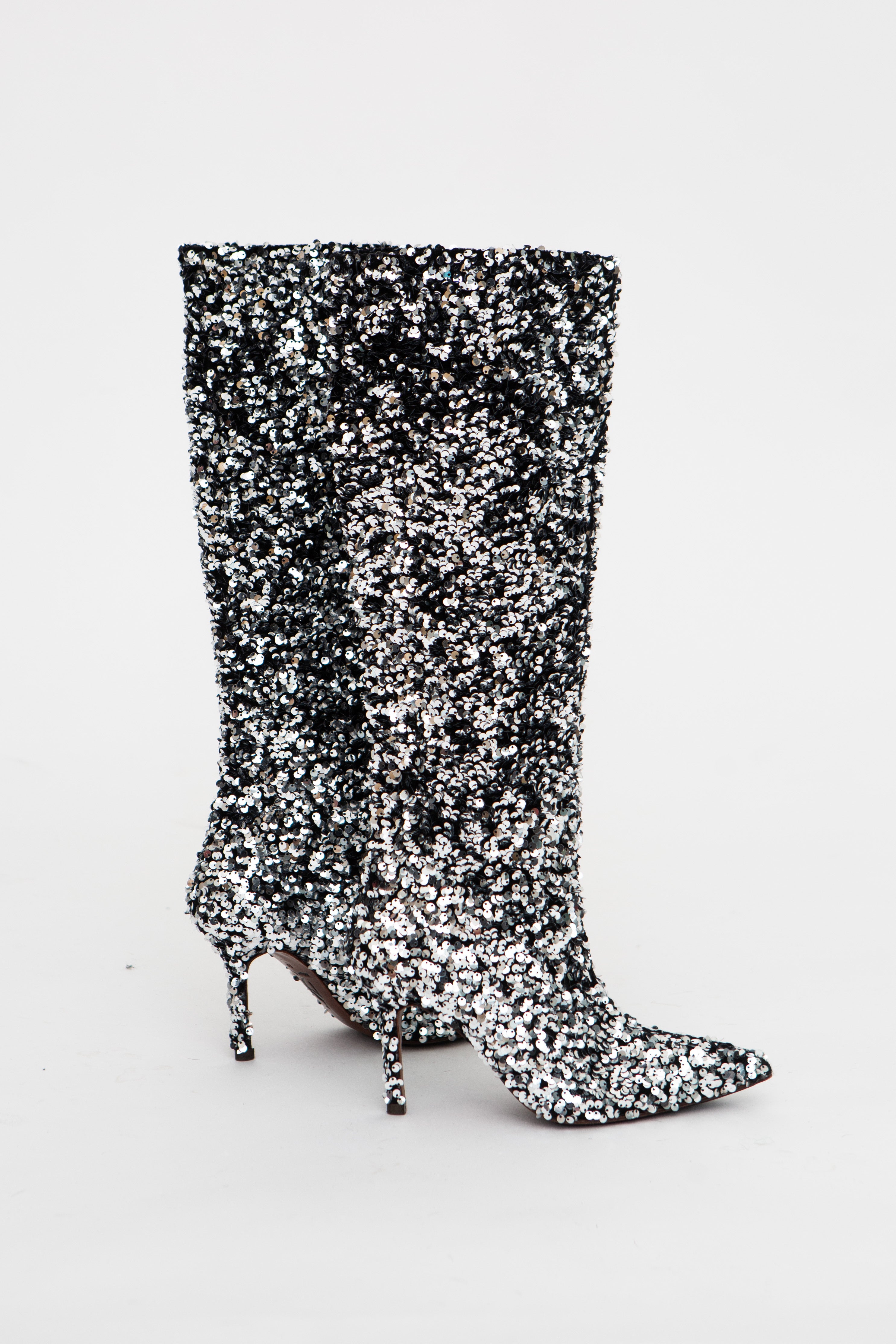 Handmade Boots Grey Sequins