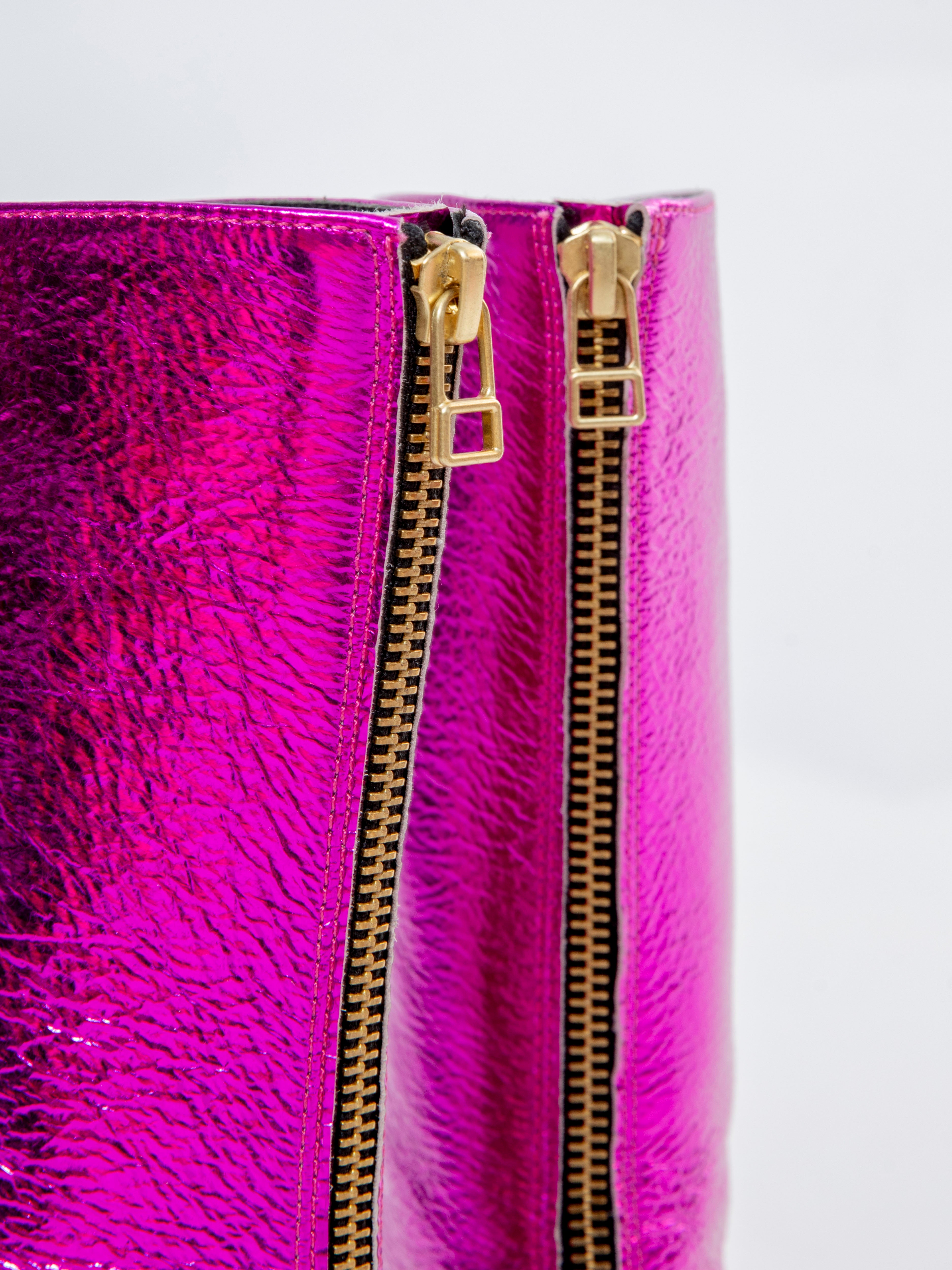 Handmade Boots Metallic Fuchsia