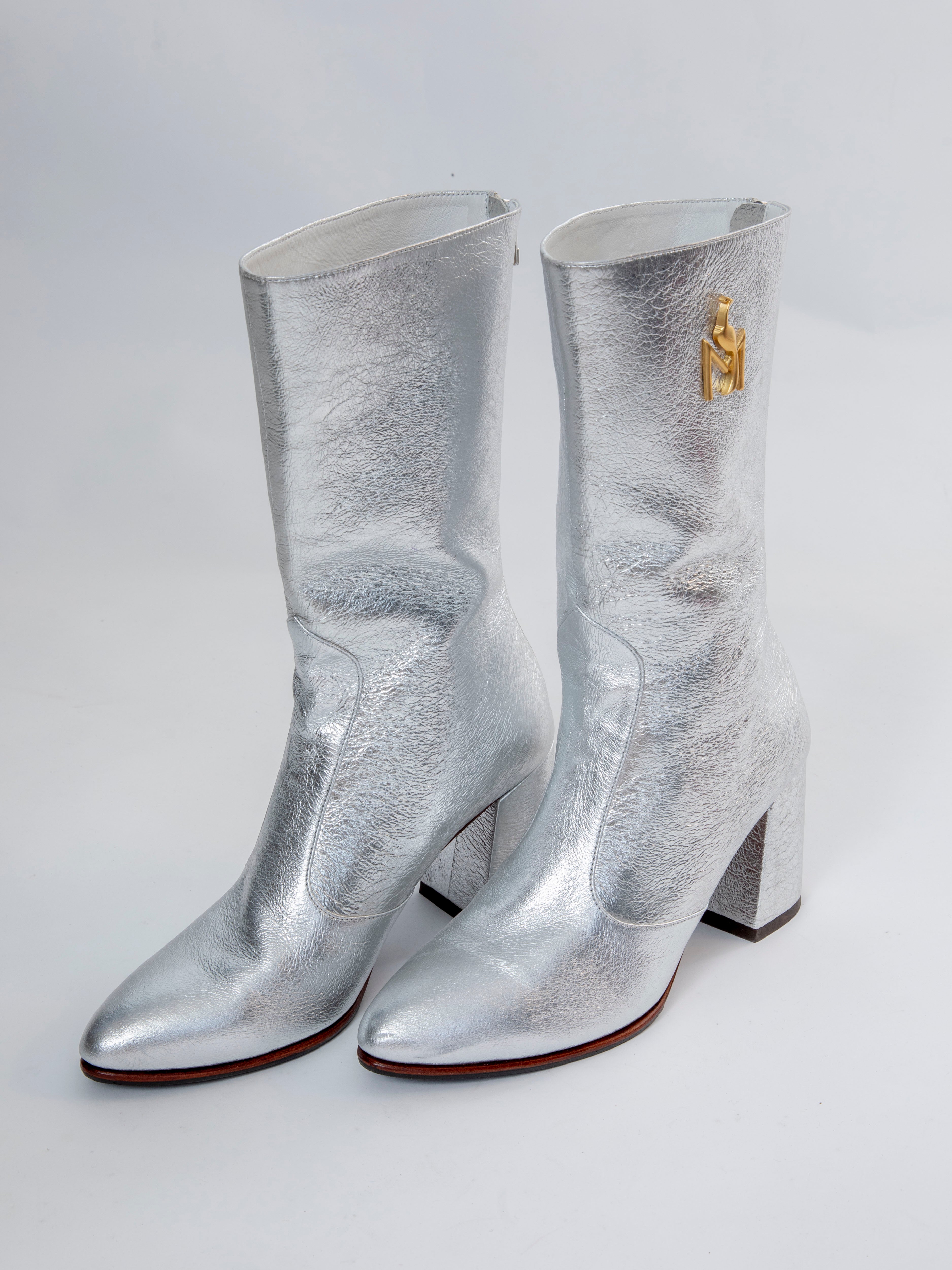 Handmade Boots Metallic Silver