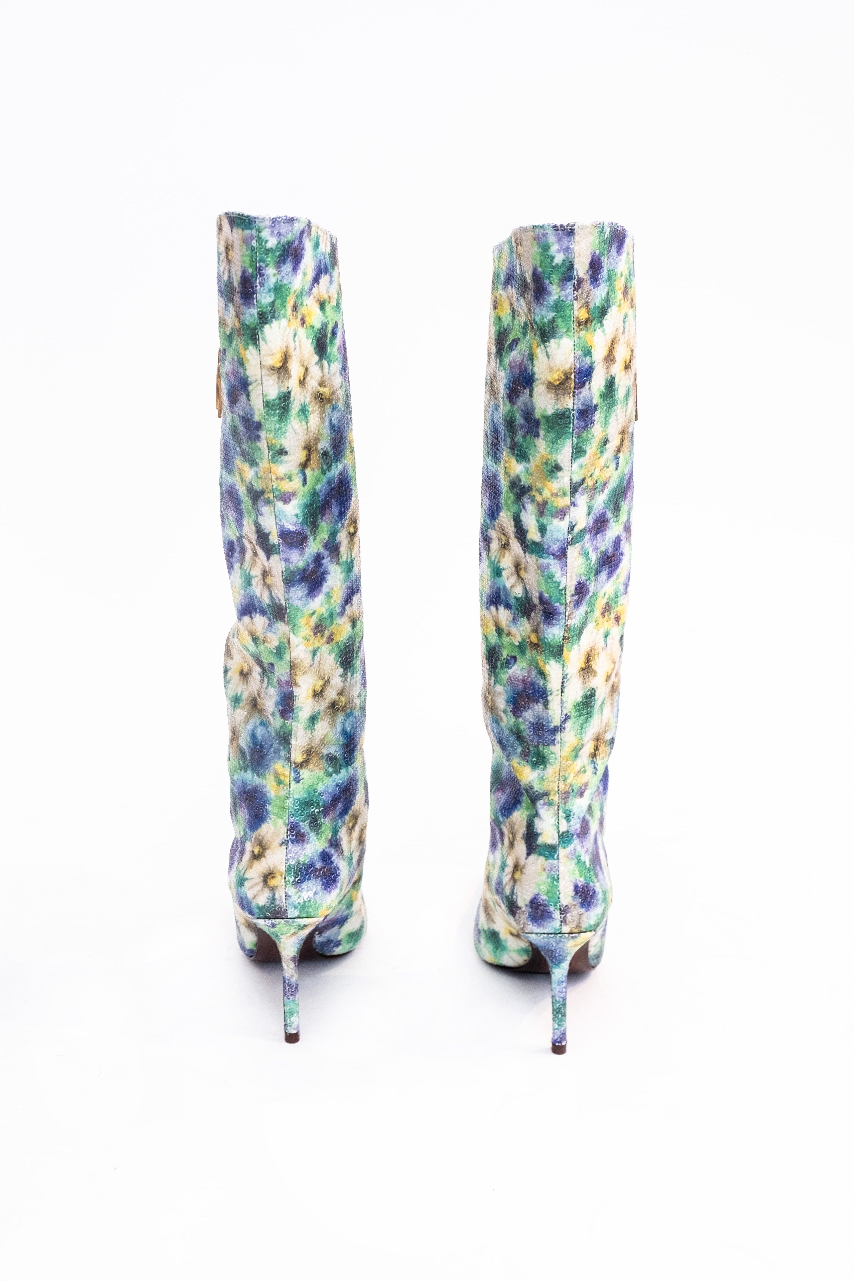 Handmade Boots Floral Sequins
