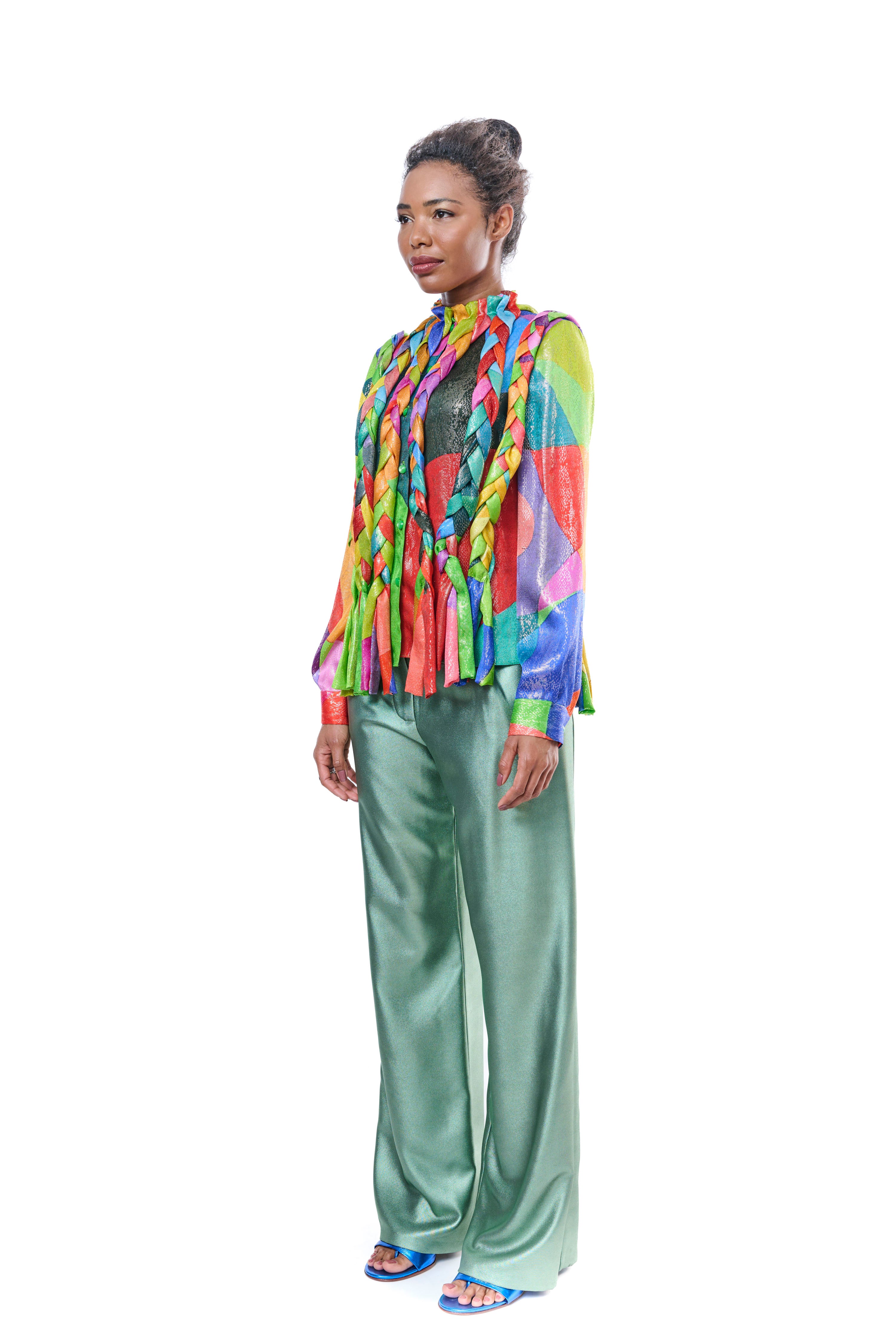 Blouse Handmade Multicolored Pure Silk