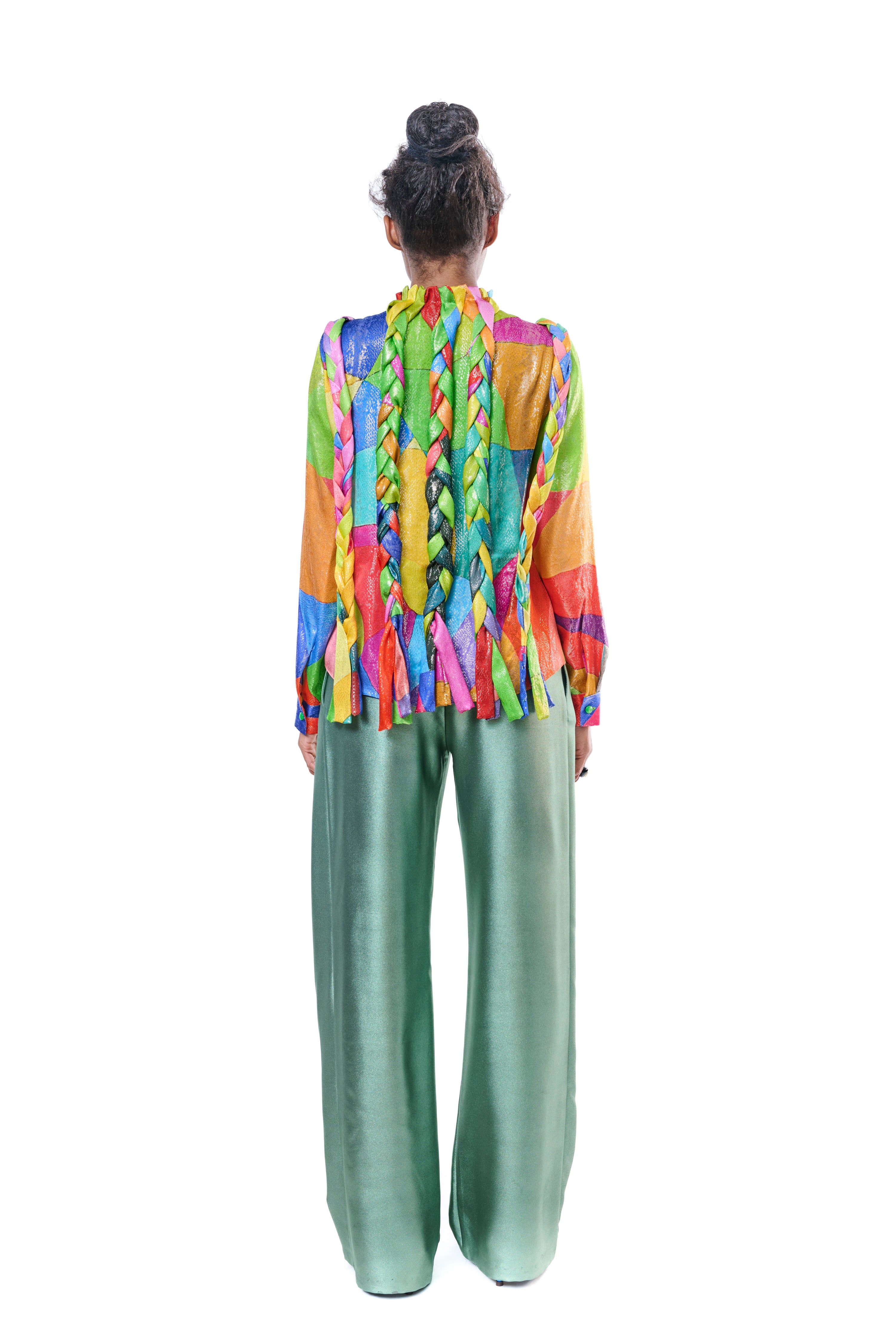 Blouse Handmade Multicolored Pure Silk