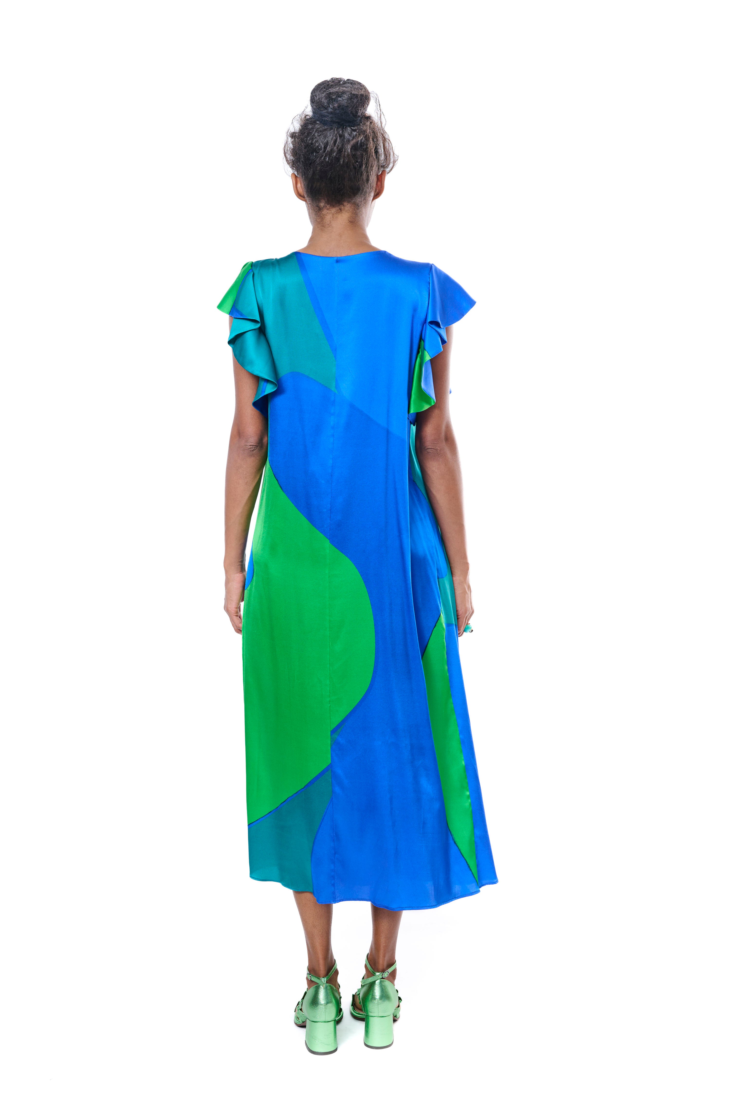 Dress Long Graphic Pure Silk