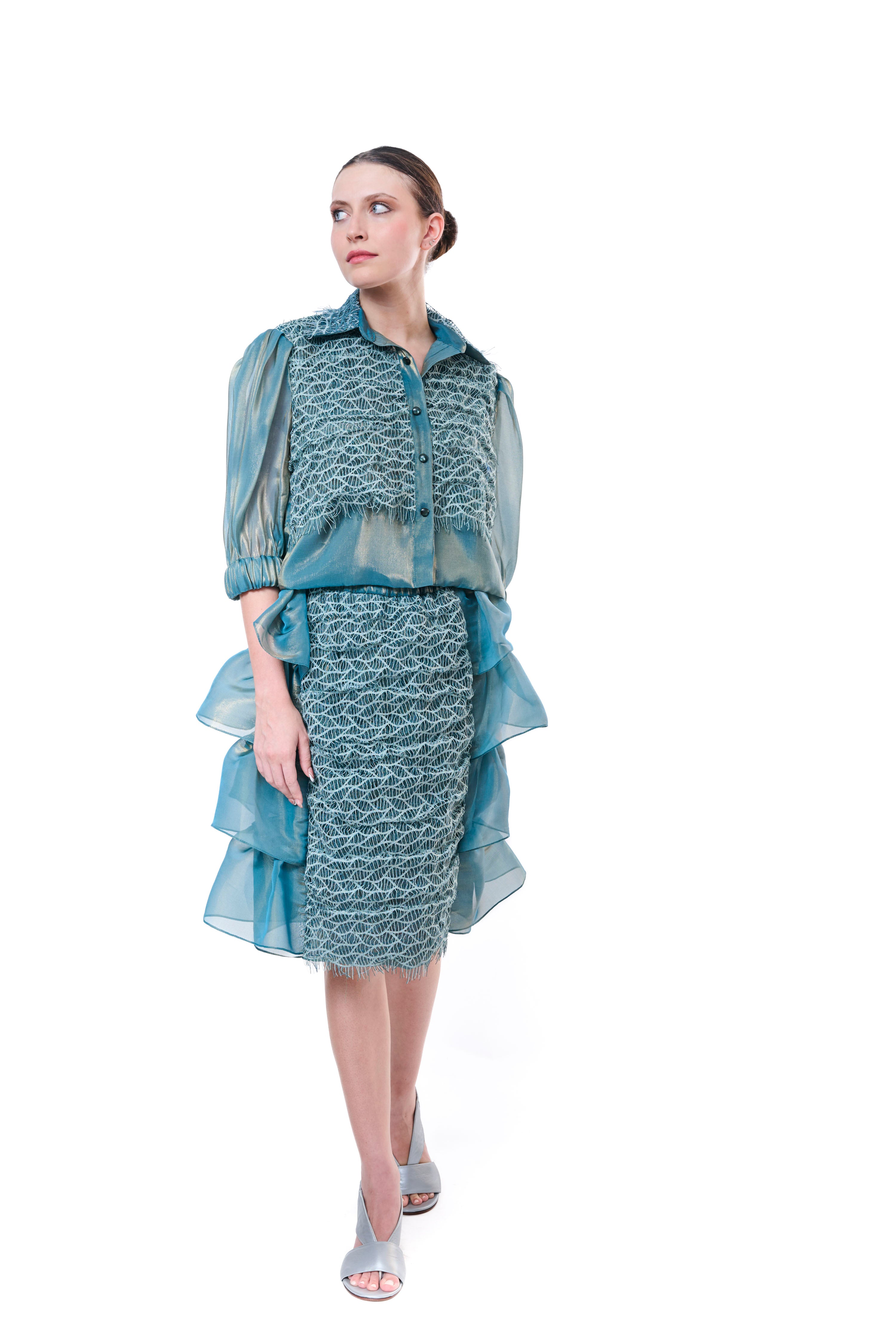 Skirt Embroidery Petrol