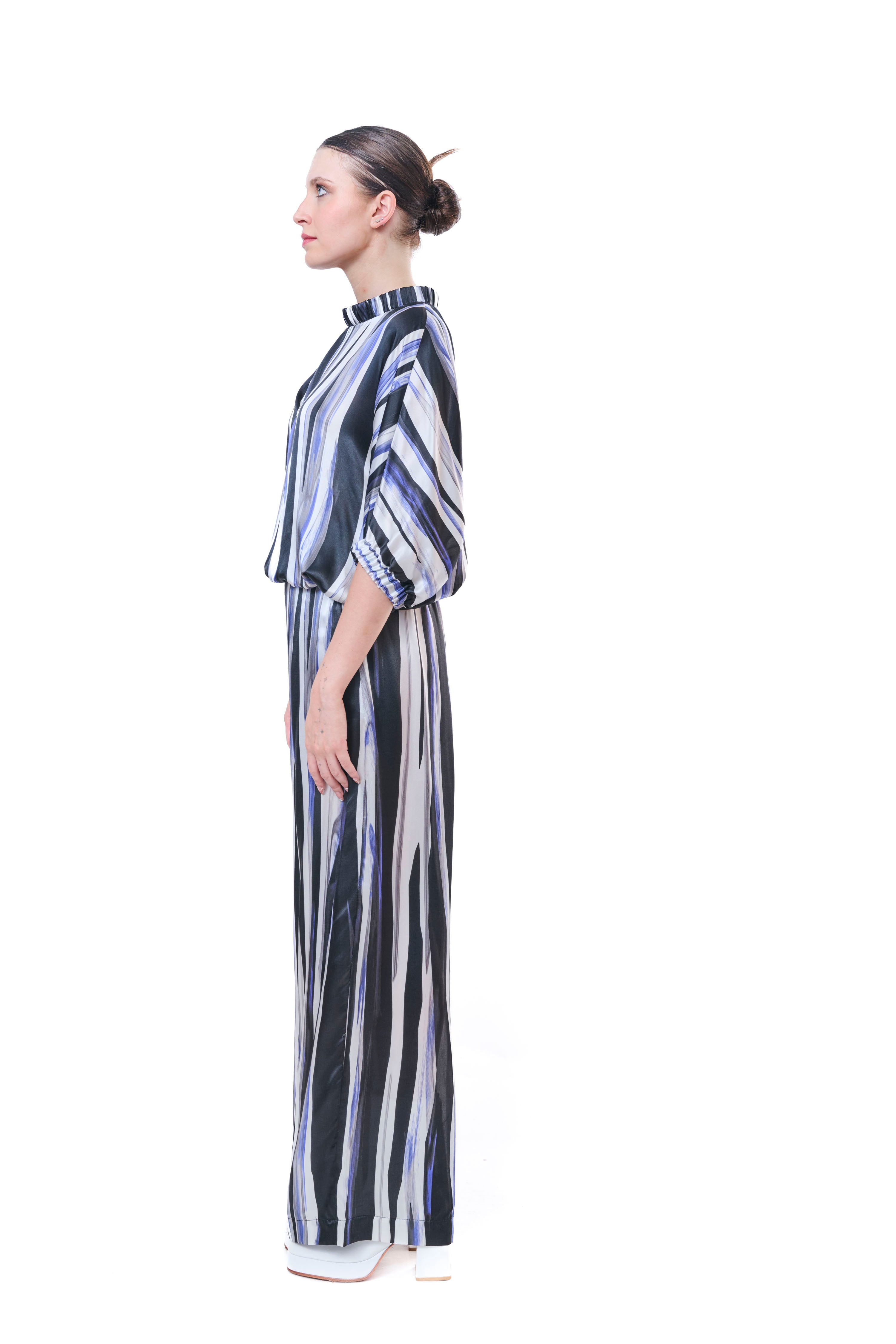 Pants Stripes Flowing Silk