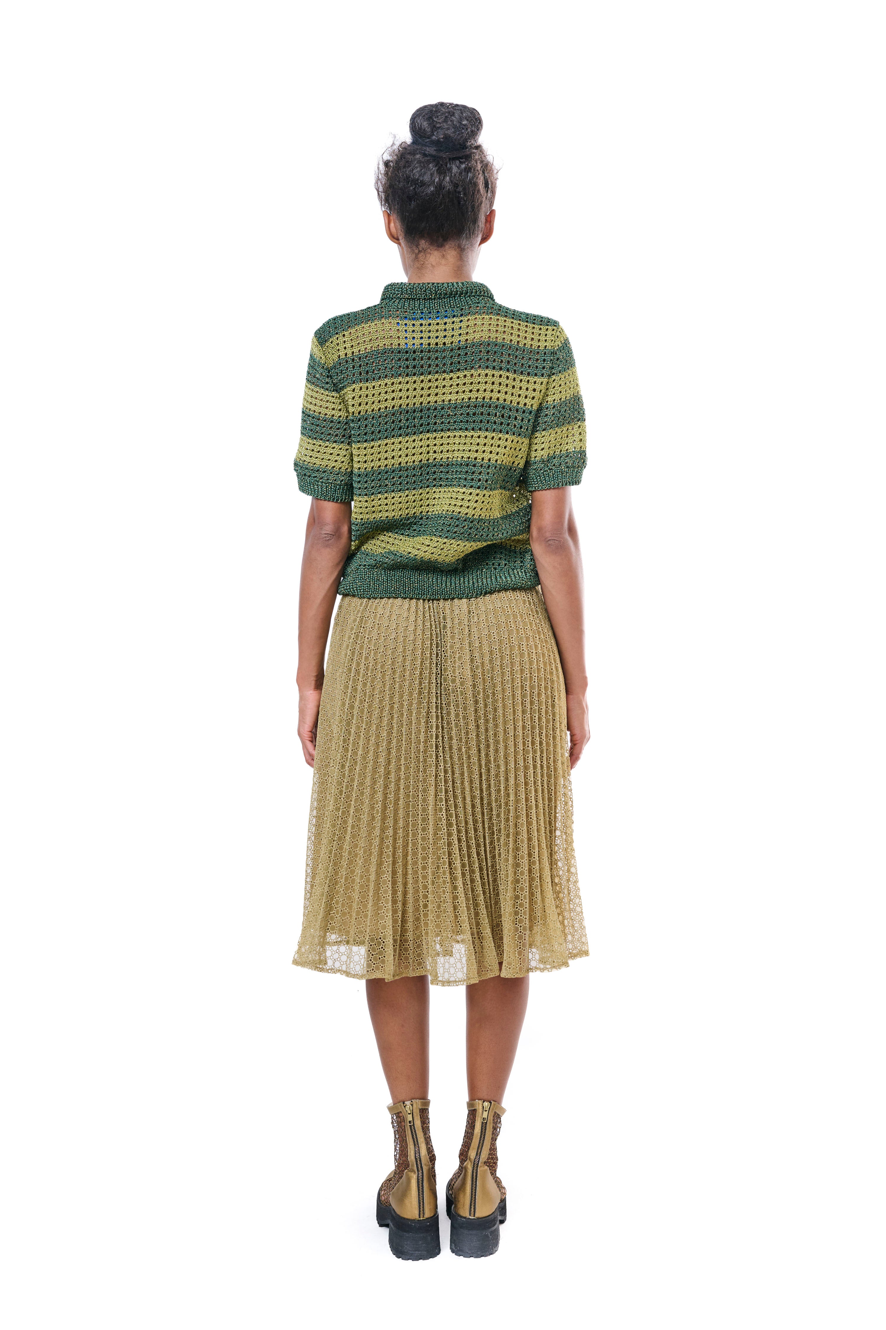 Skirt Pleated Mesh Gold