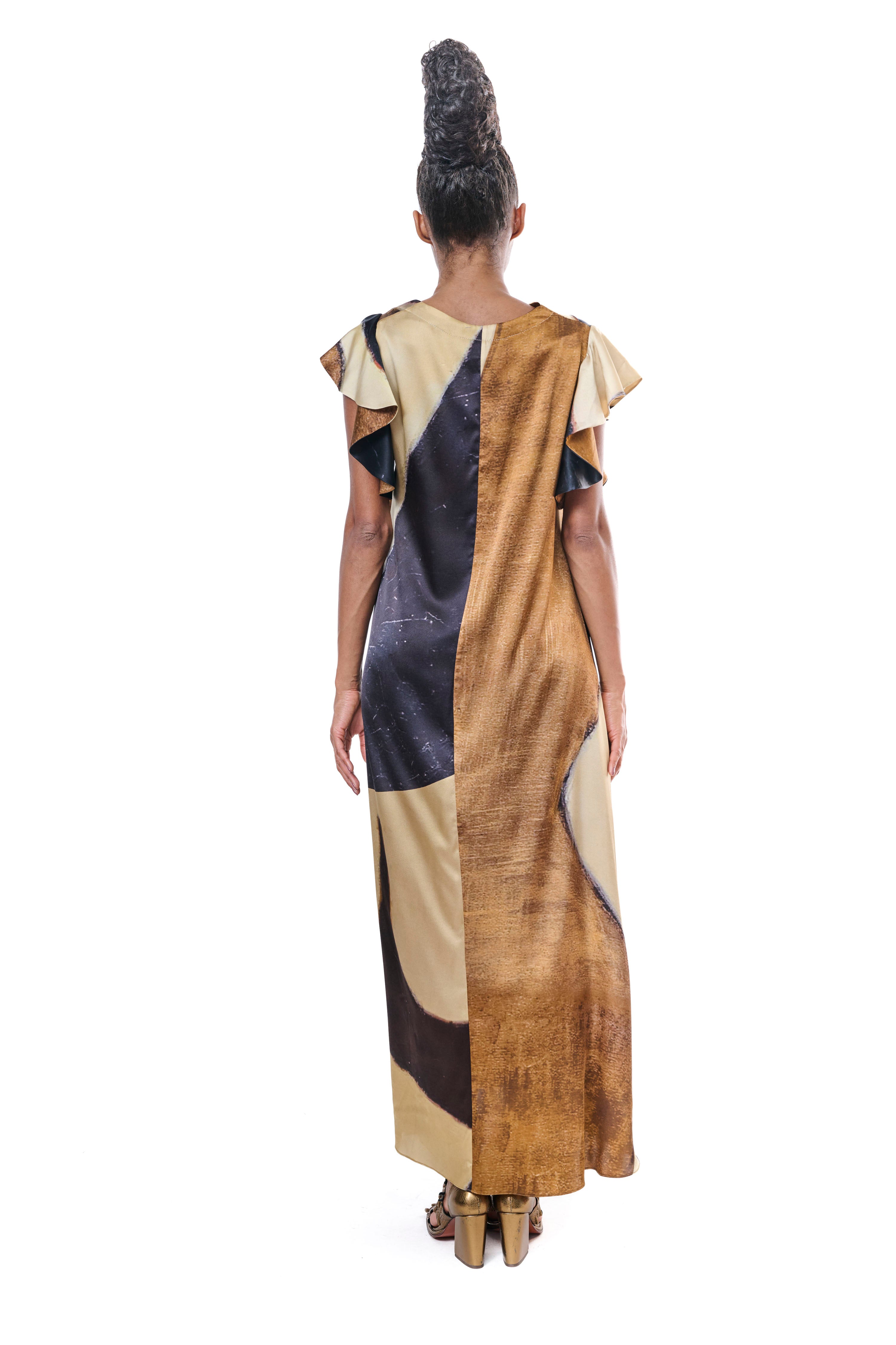 Dress Graphic Pure Silk Gold