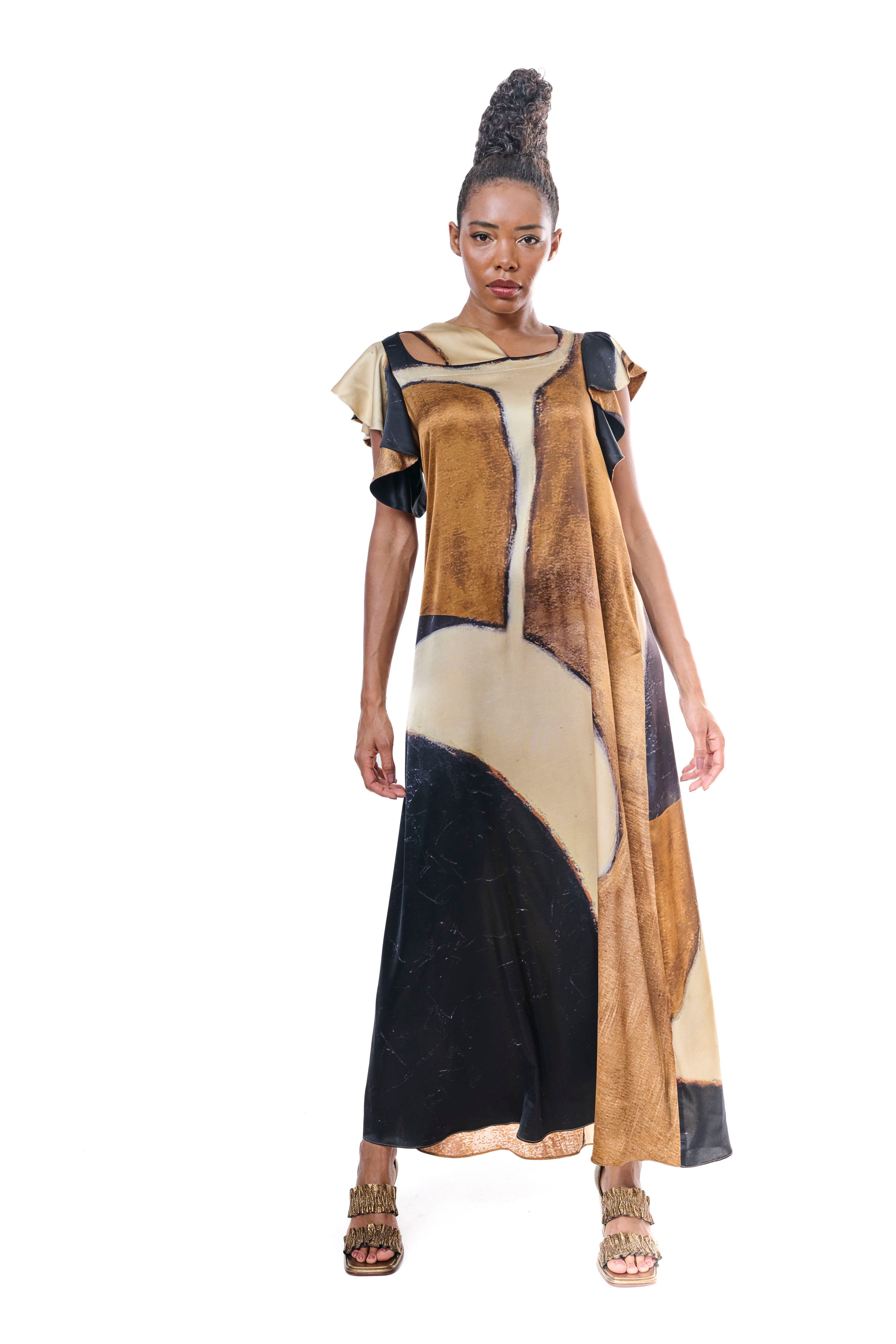 Dress Graphic Pure Silk Gold