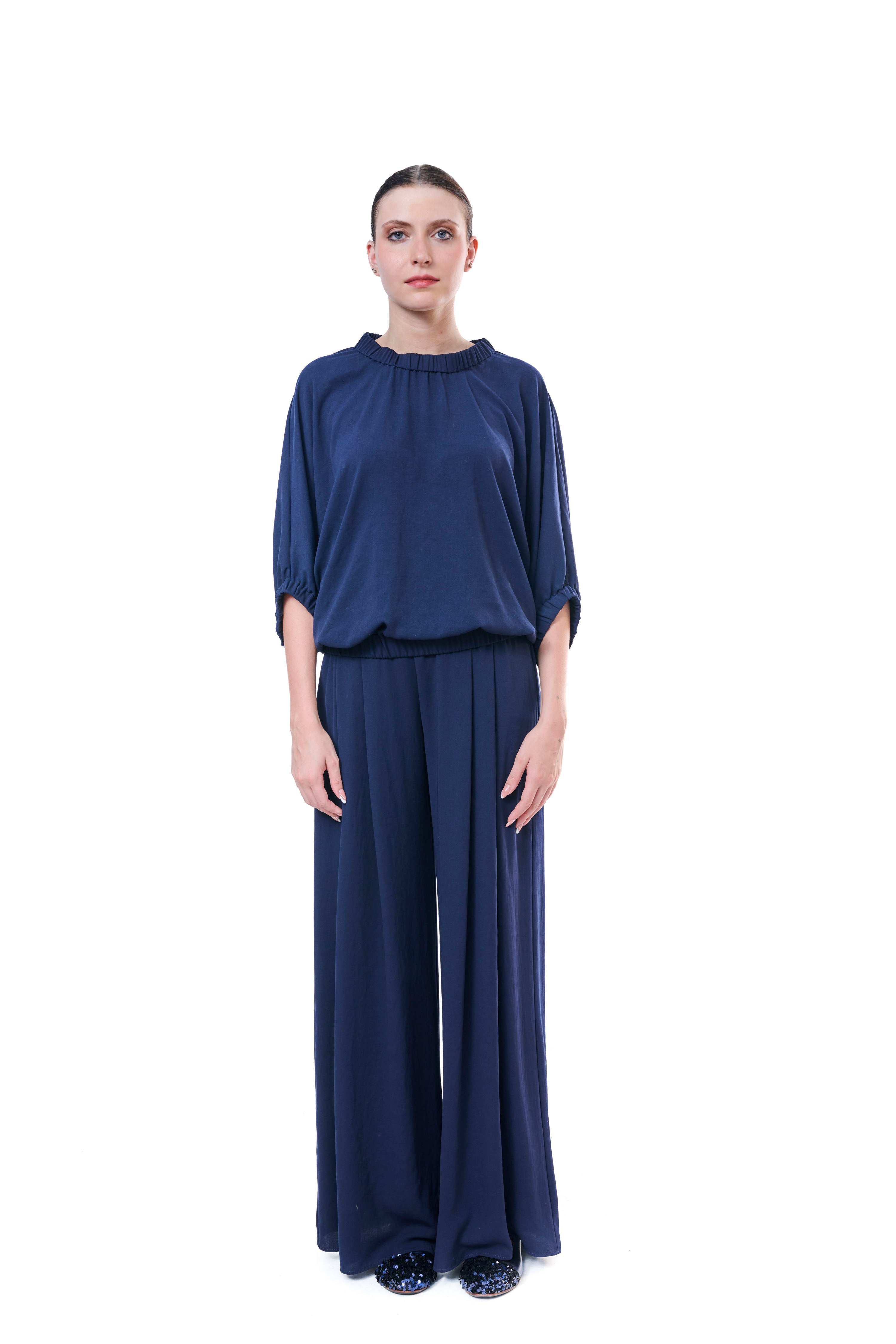 Top Midnight Blue Flowing Silk