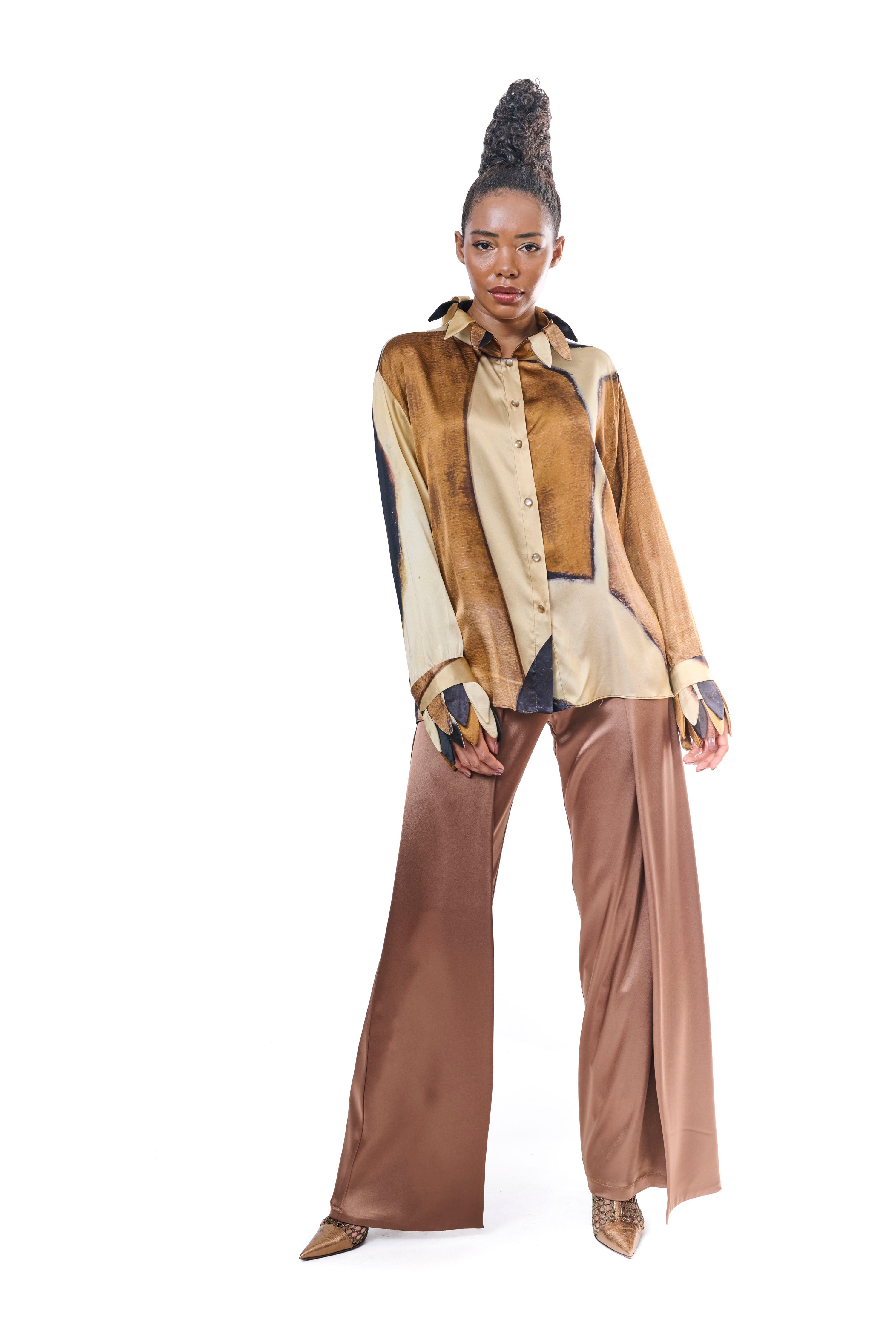 Blouse Graphic Pure Silk Gold