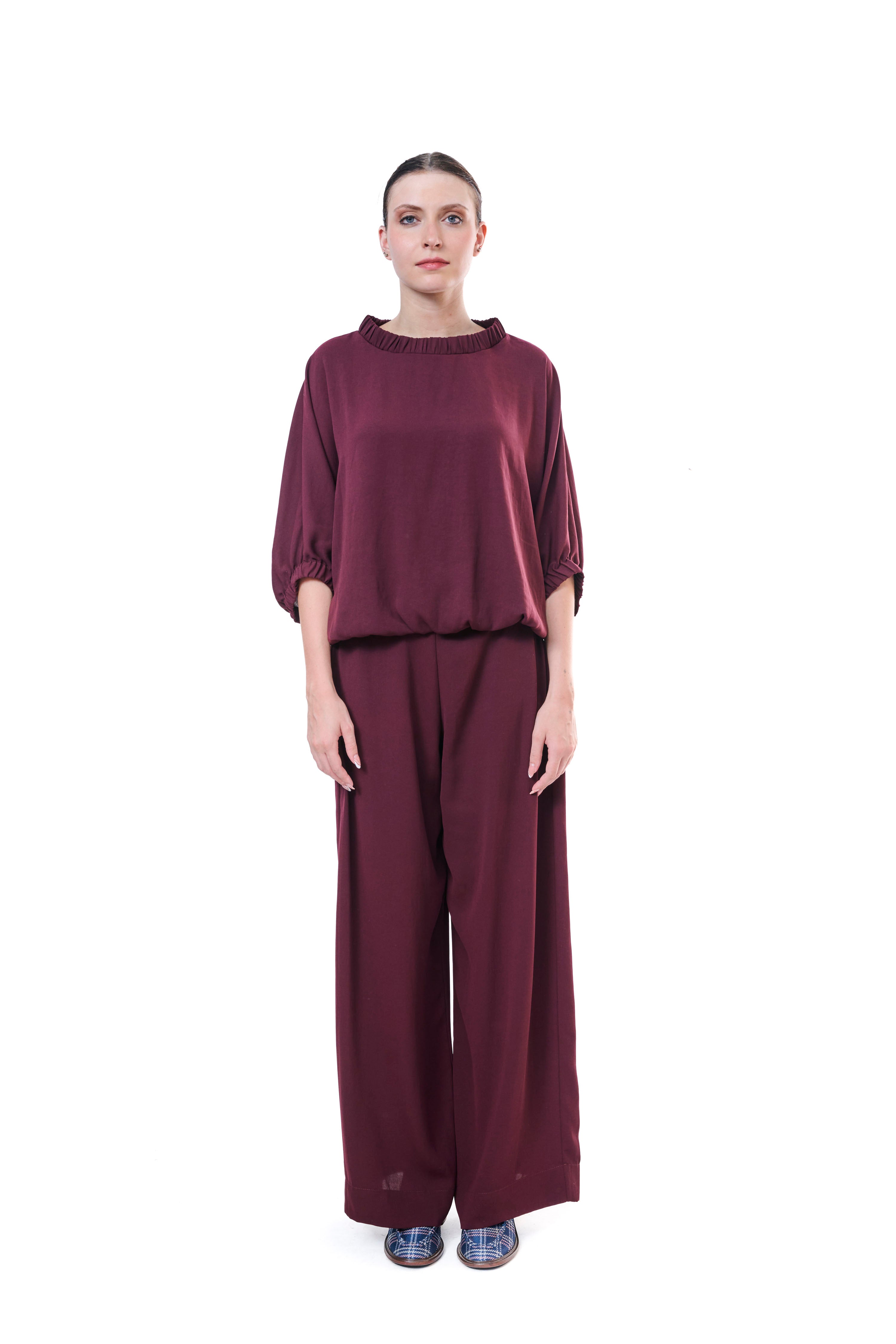 Top Burgundy Flowing Silk