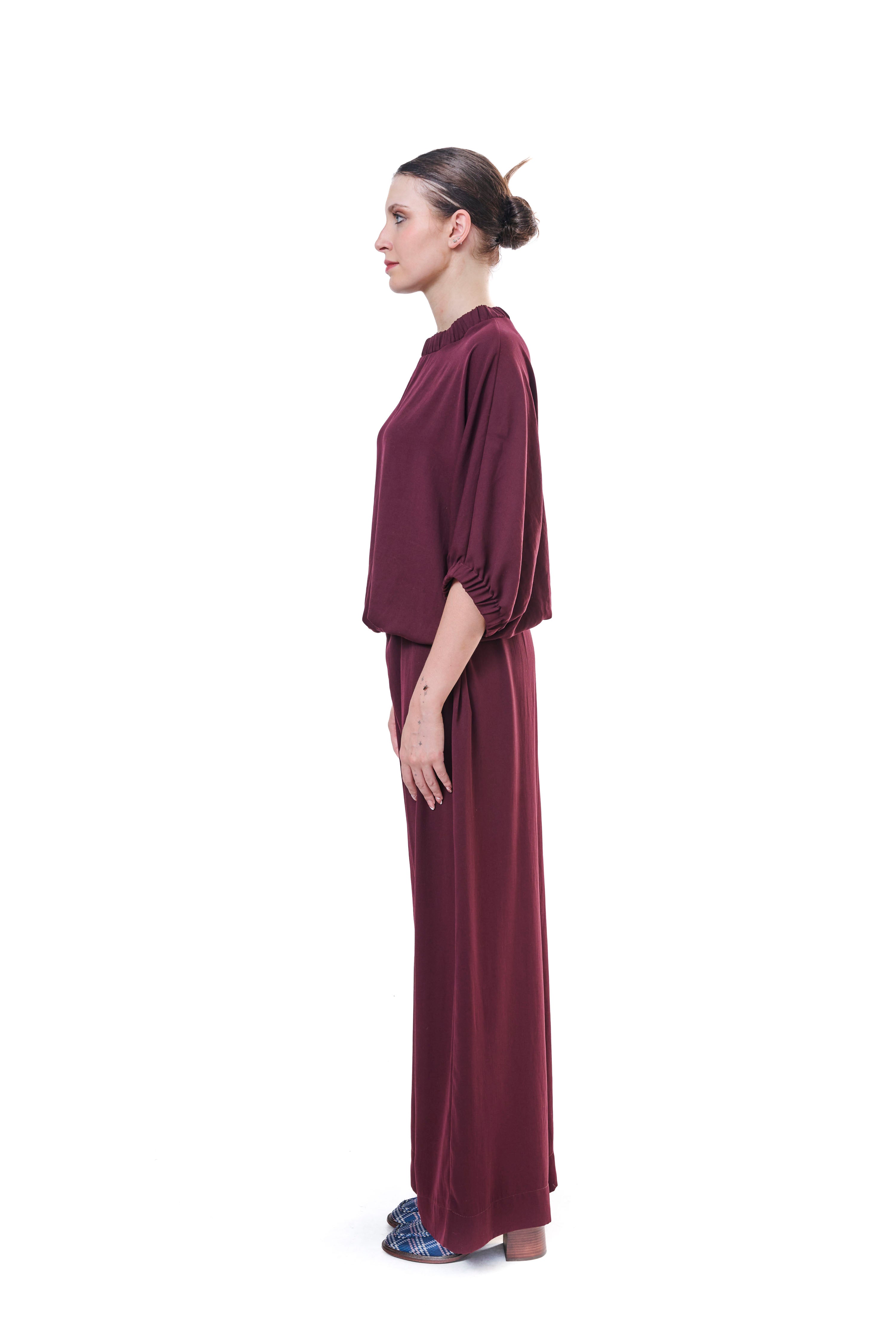 Top Burgundy Flowing Silk