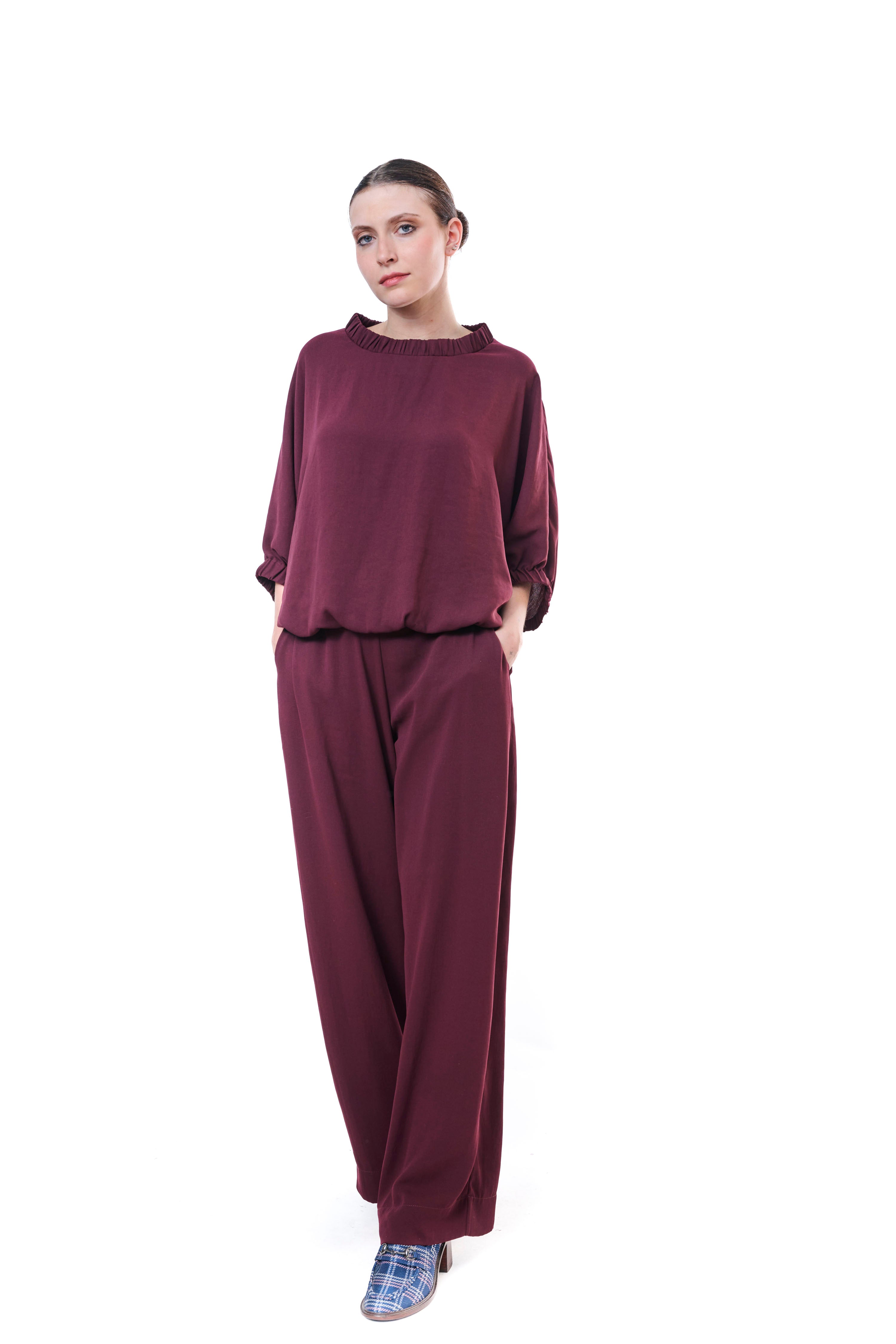 Top Burgundy Flowing Silk