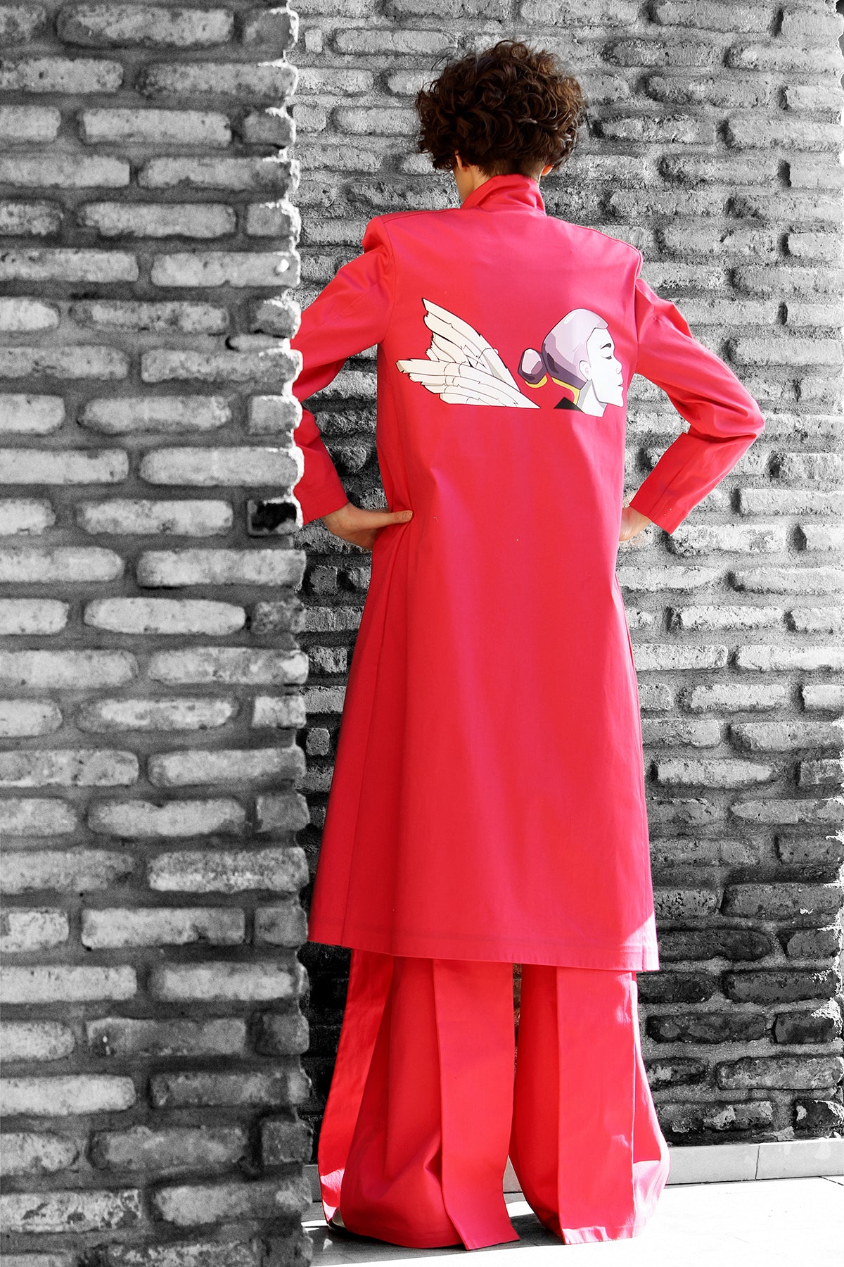 PRINTED COAT PINK