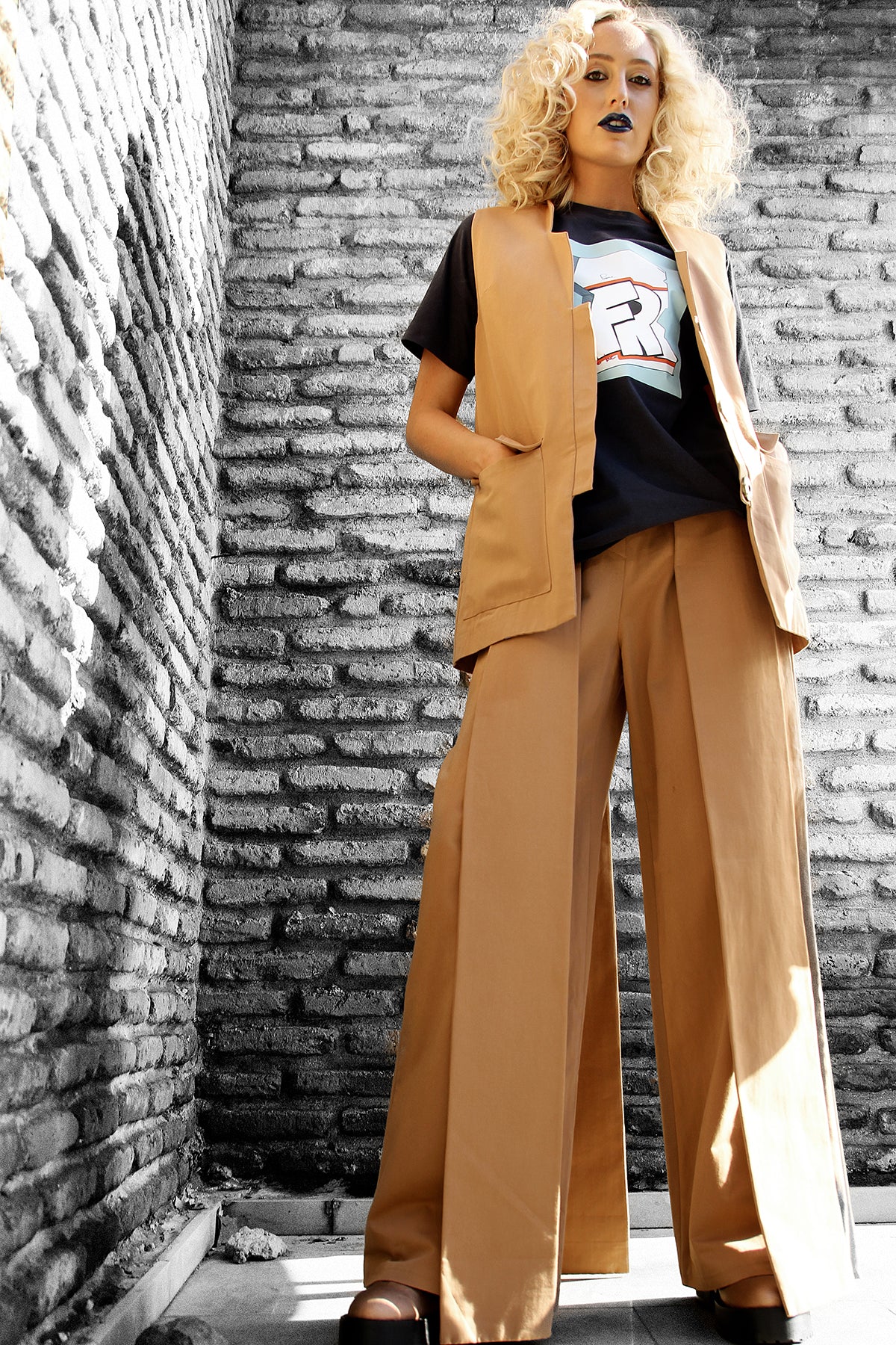 DOUBLE LAYER PANTS BROWN