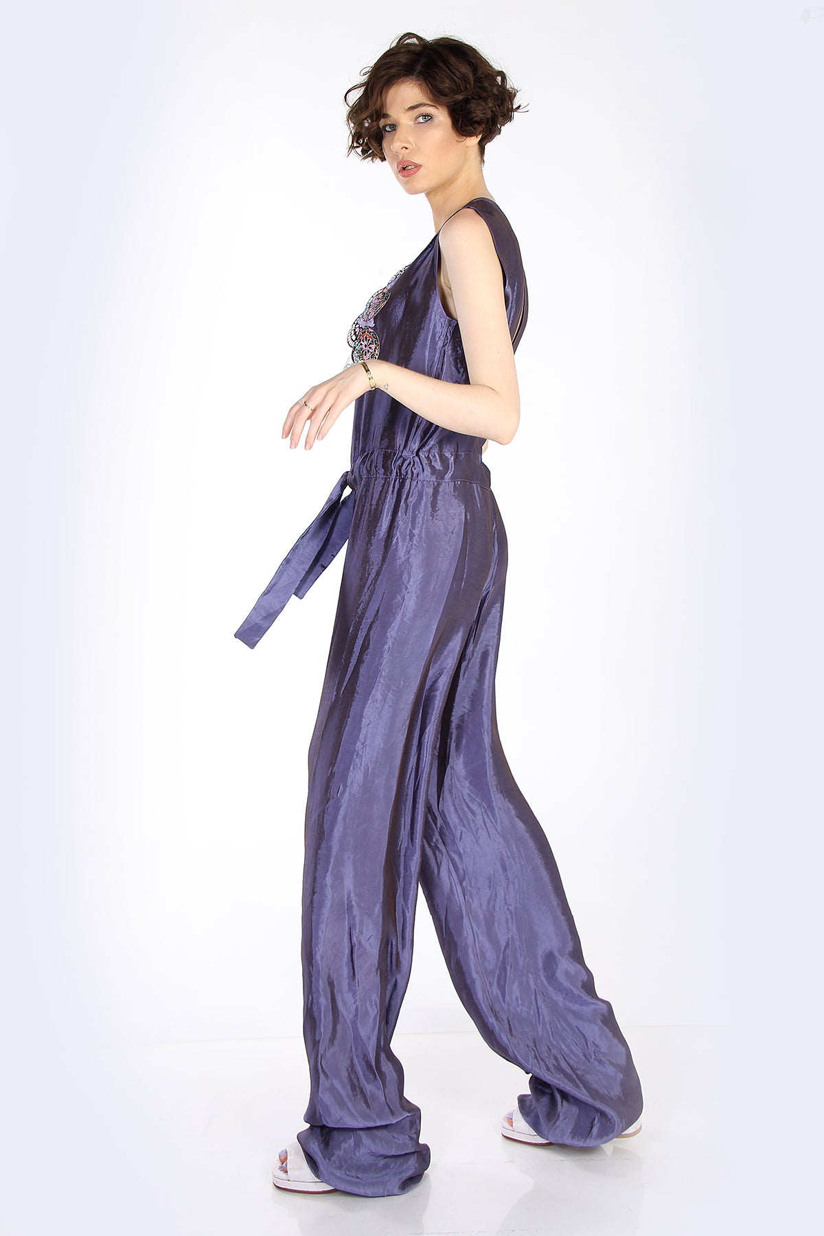 Overall Lila mit Stickerei