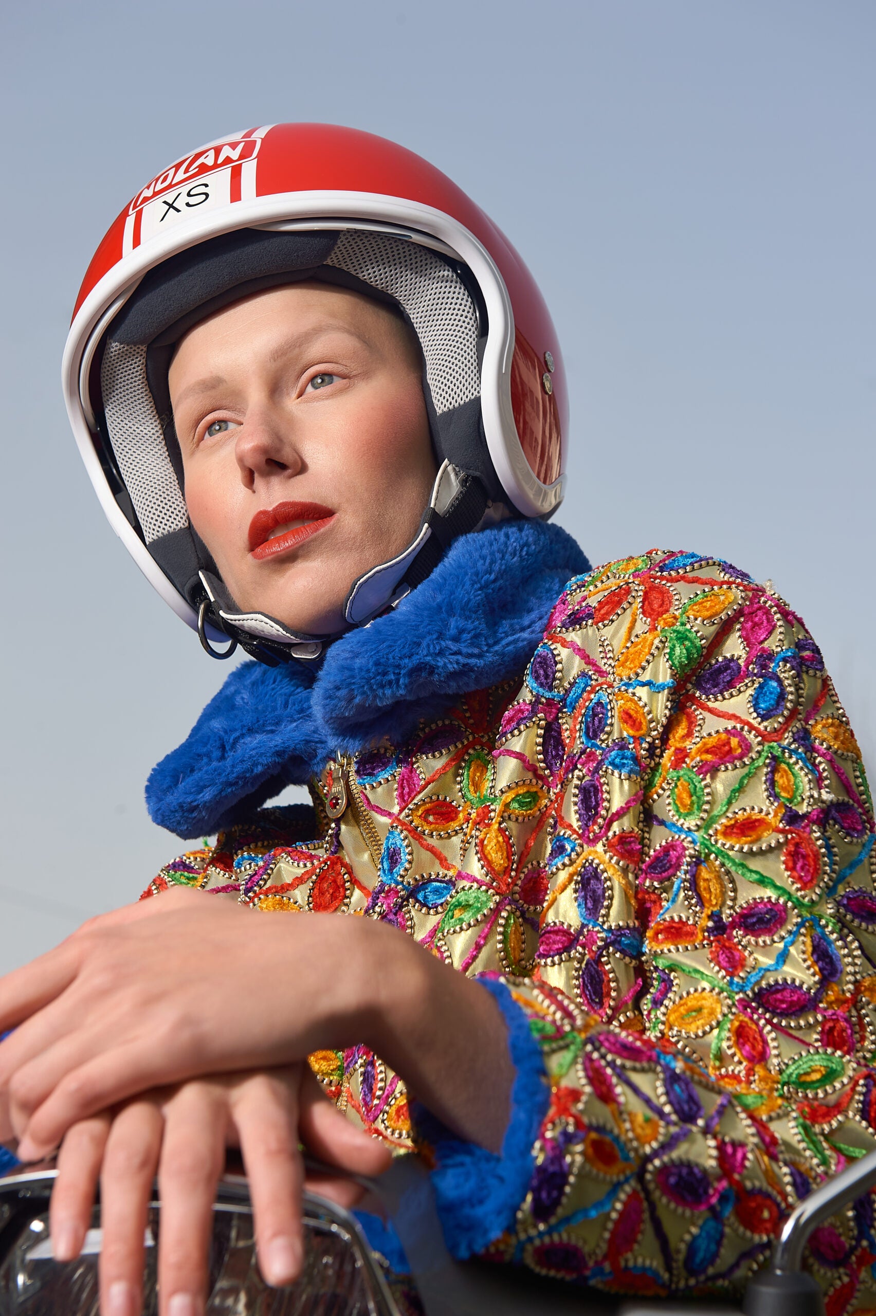 Bunte Jacke mit Pelz "Vision K"