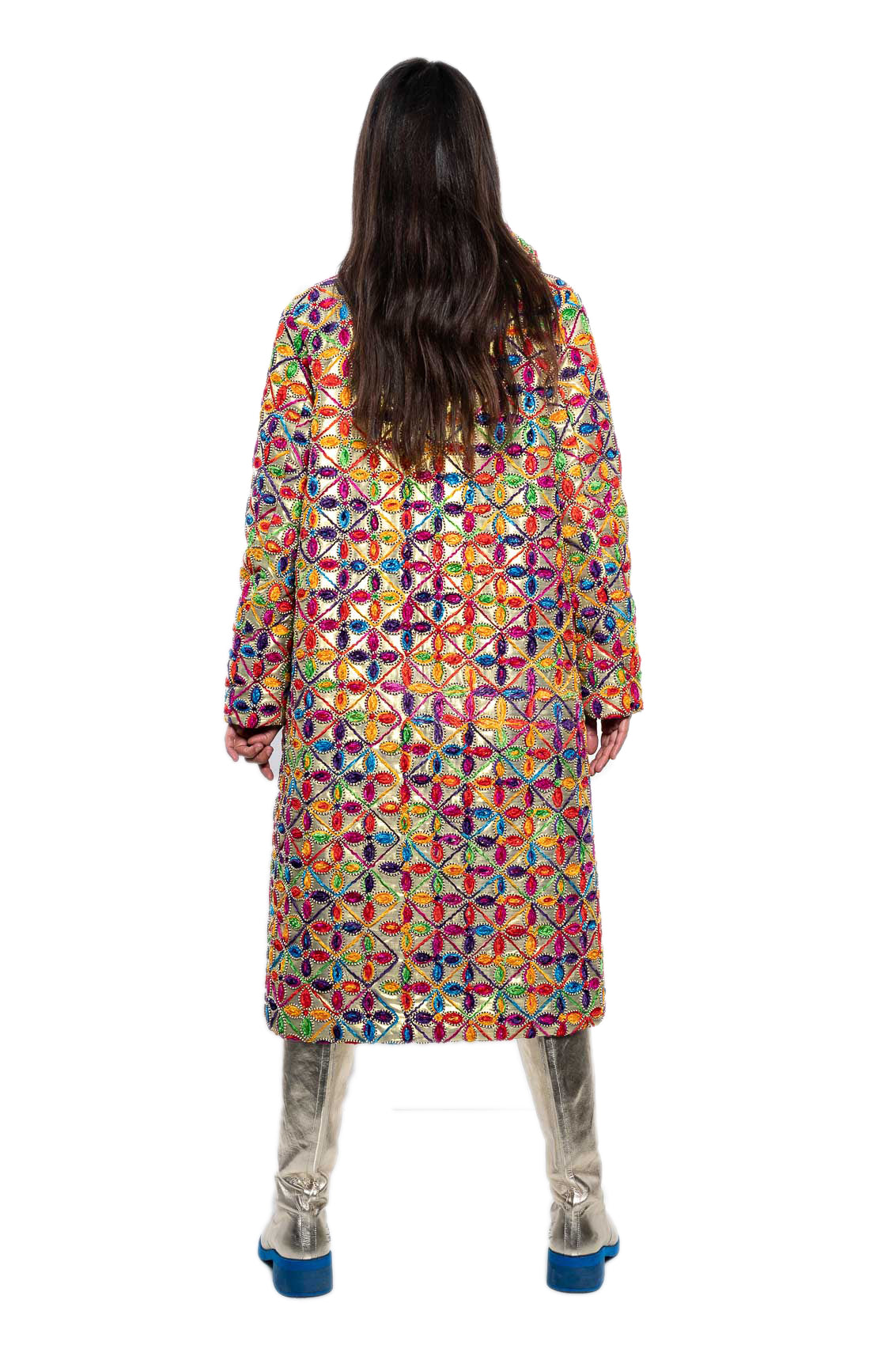 Bunte, bestickte Jacke - gold lang "Vision K"