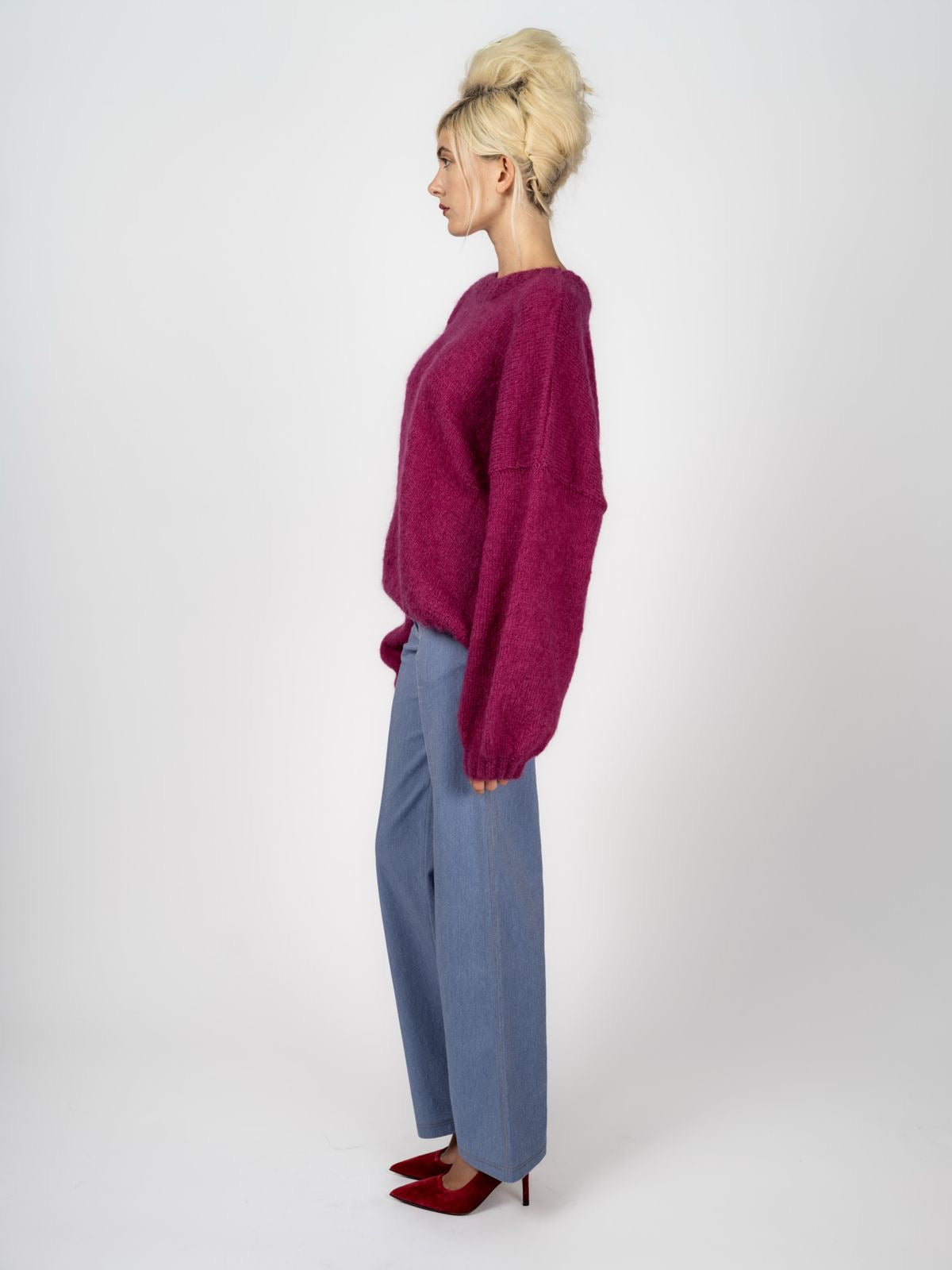 Pullover Angora Beere, handgestrickt von Maya Seyferth – Ansicht 3
