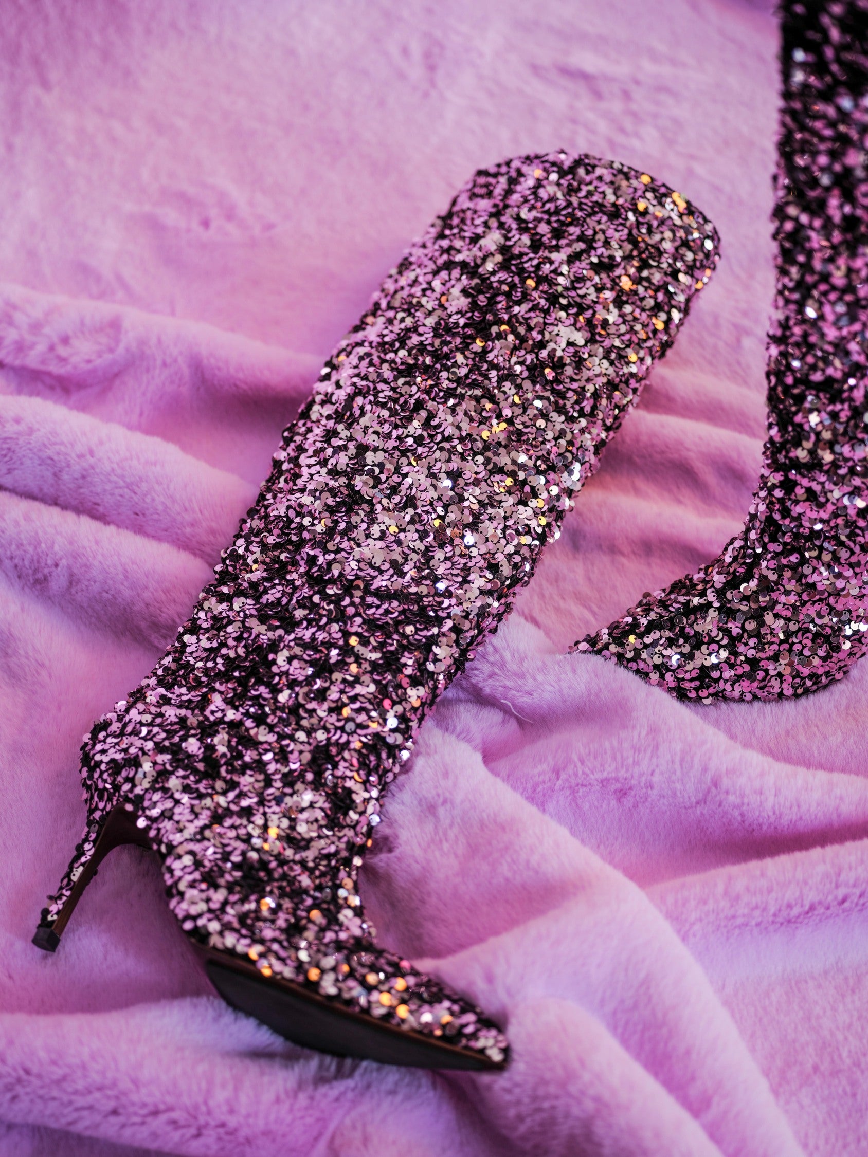 Handmade Boots Purple Sequins