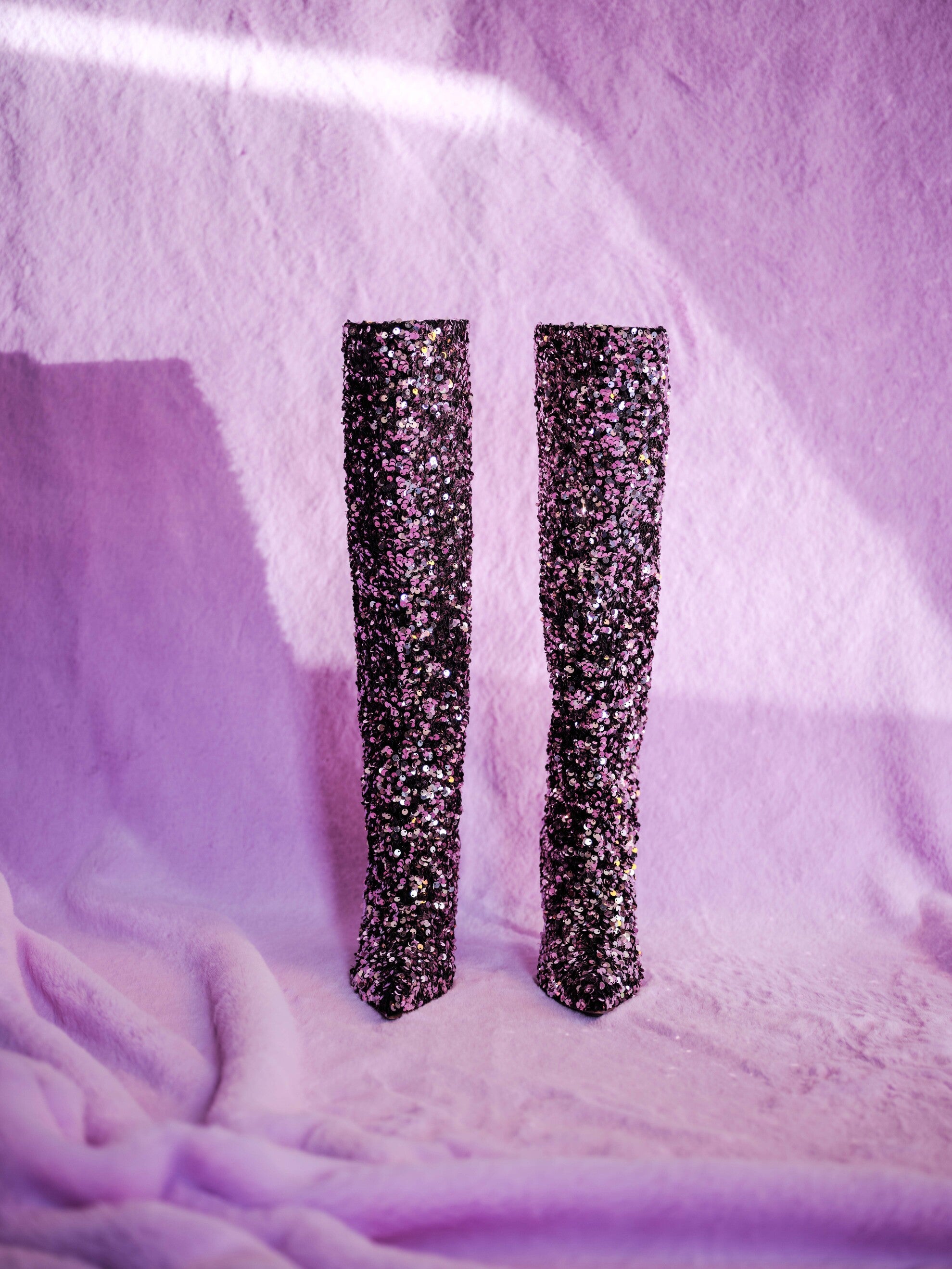 Handmade Boots Purple Sequins
