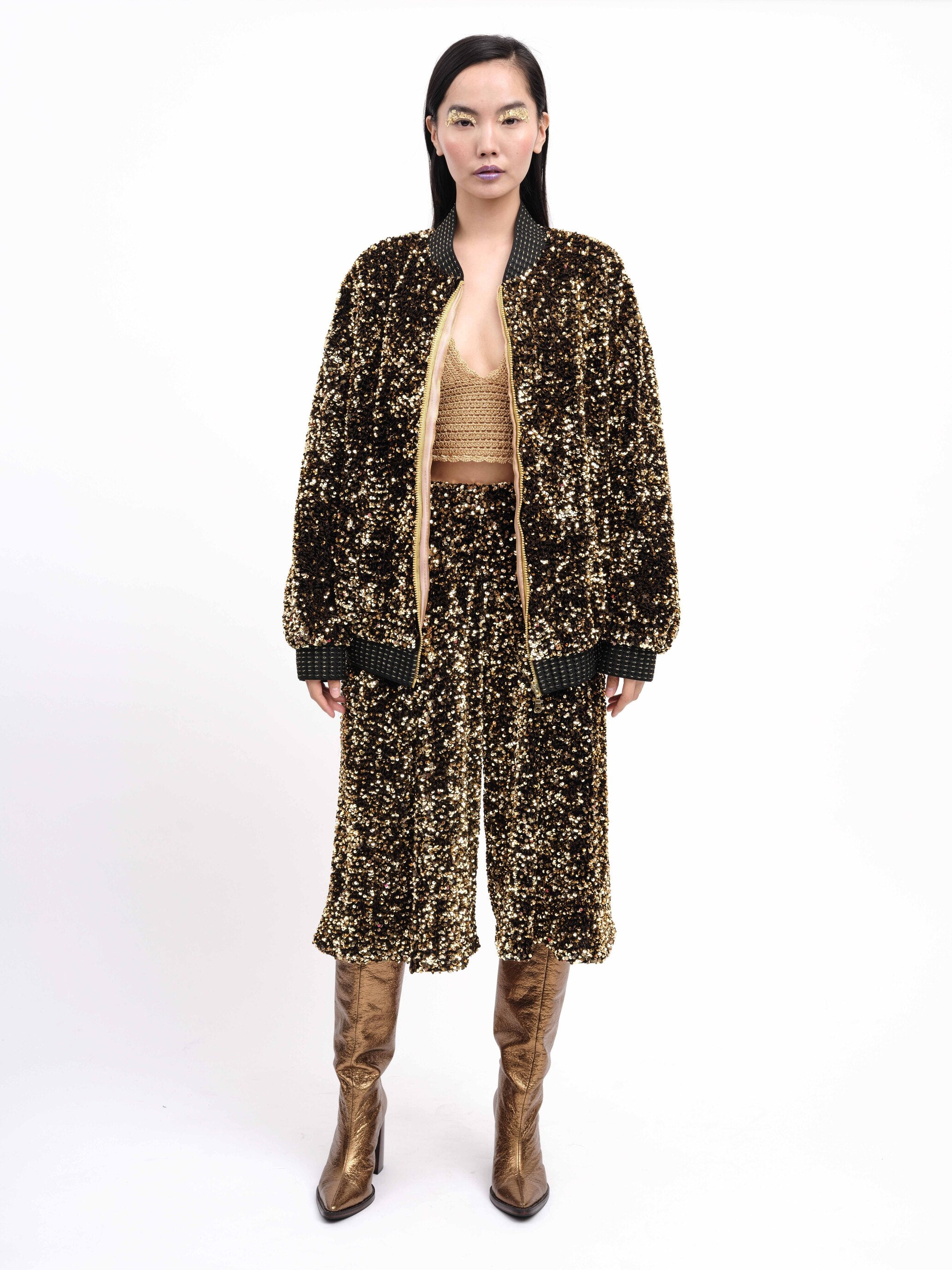 Bomber Jacket Sequins Bronze