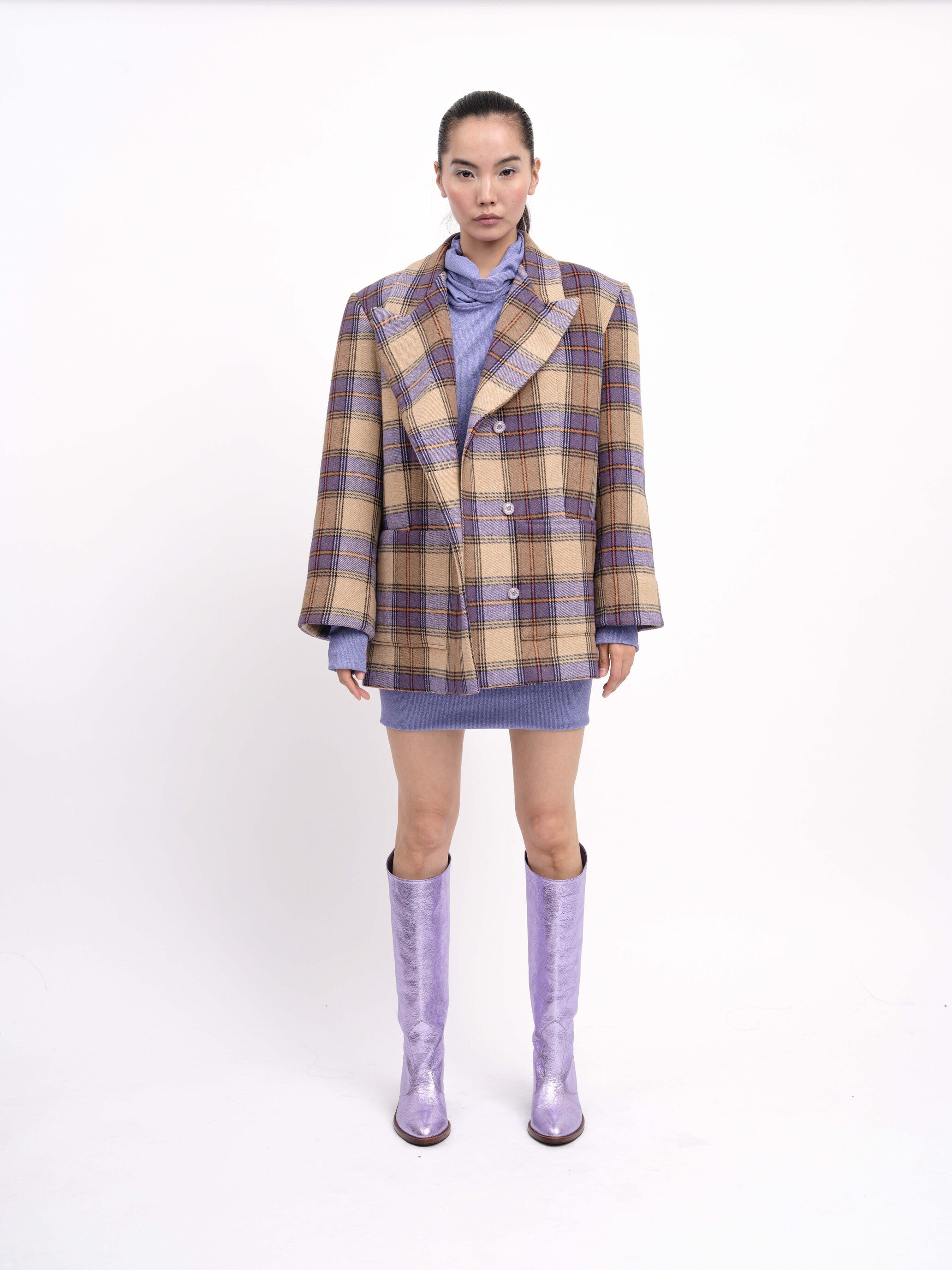 Blazer Check Beige Purple