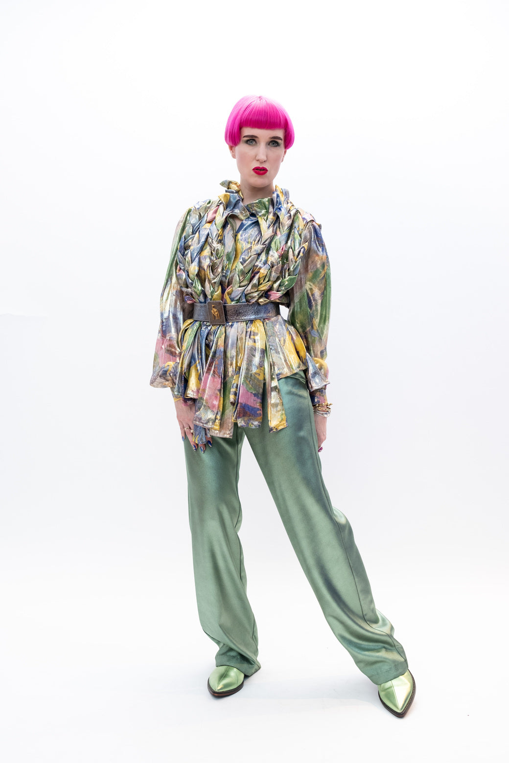 Set Blouse Pants Silk Runway Paris