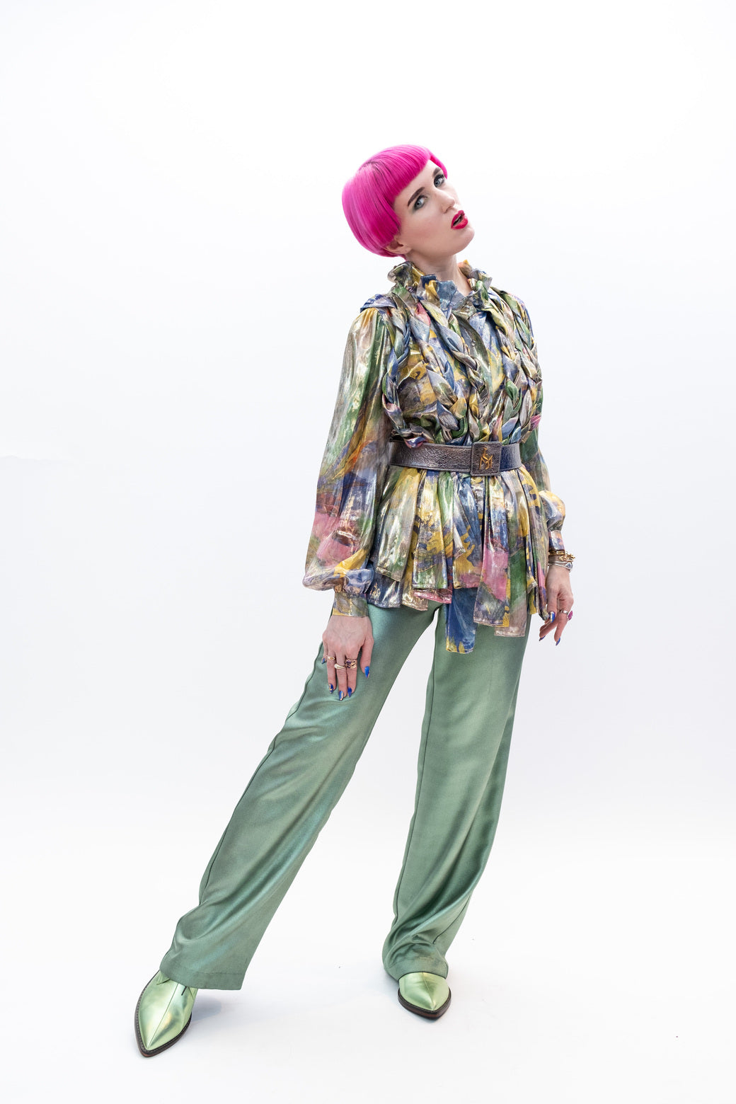 Set Blouse Pants Silk Runway Paris