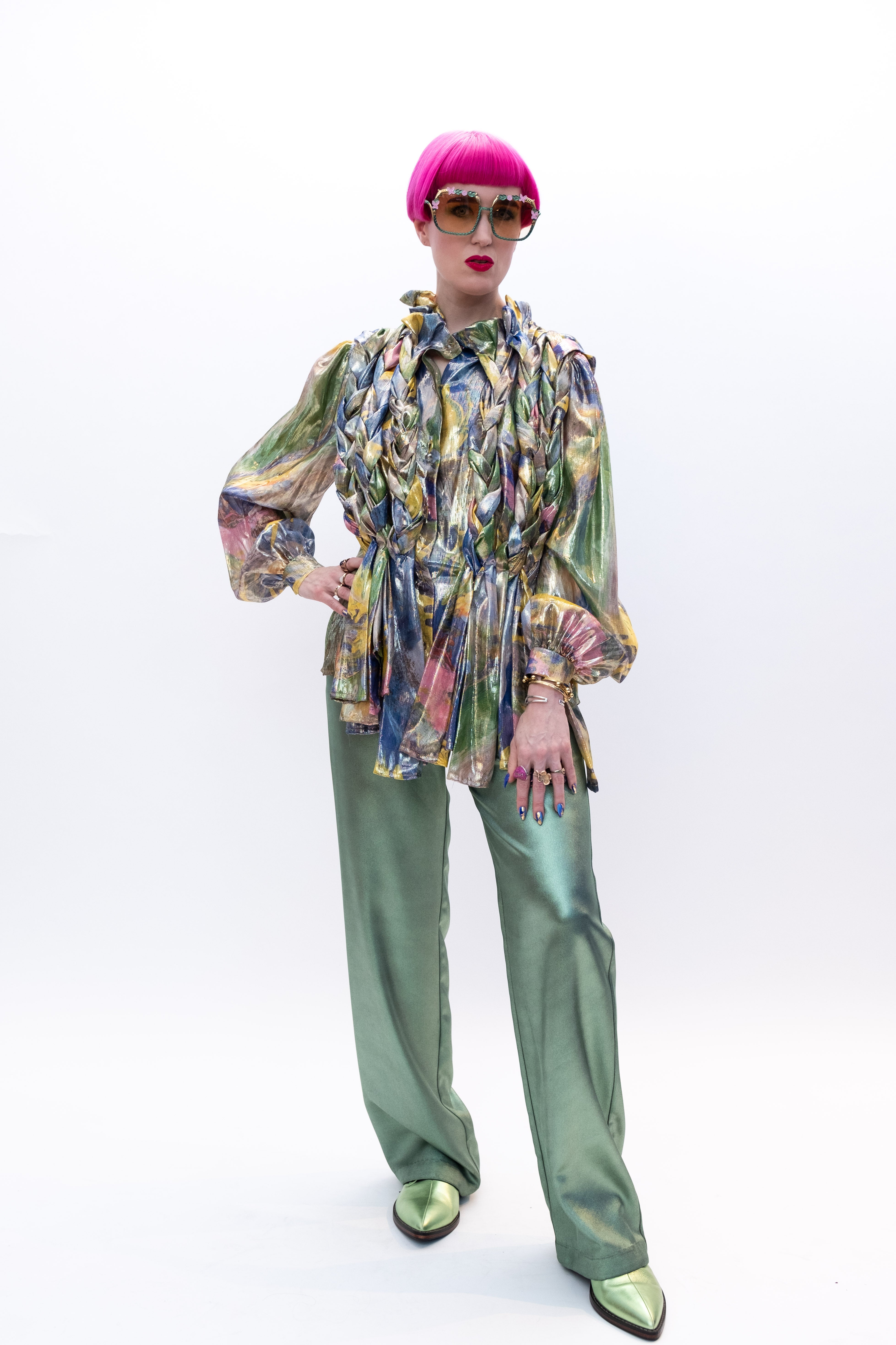 Set Blouse Pants Silk Runway Paris