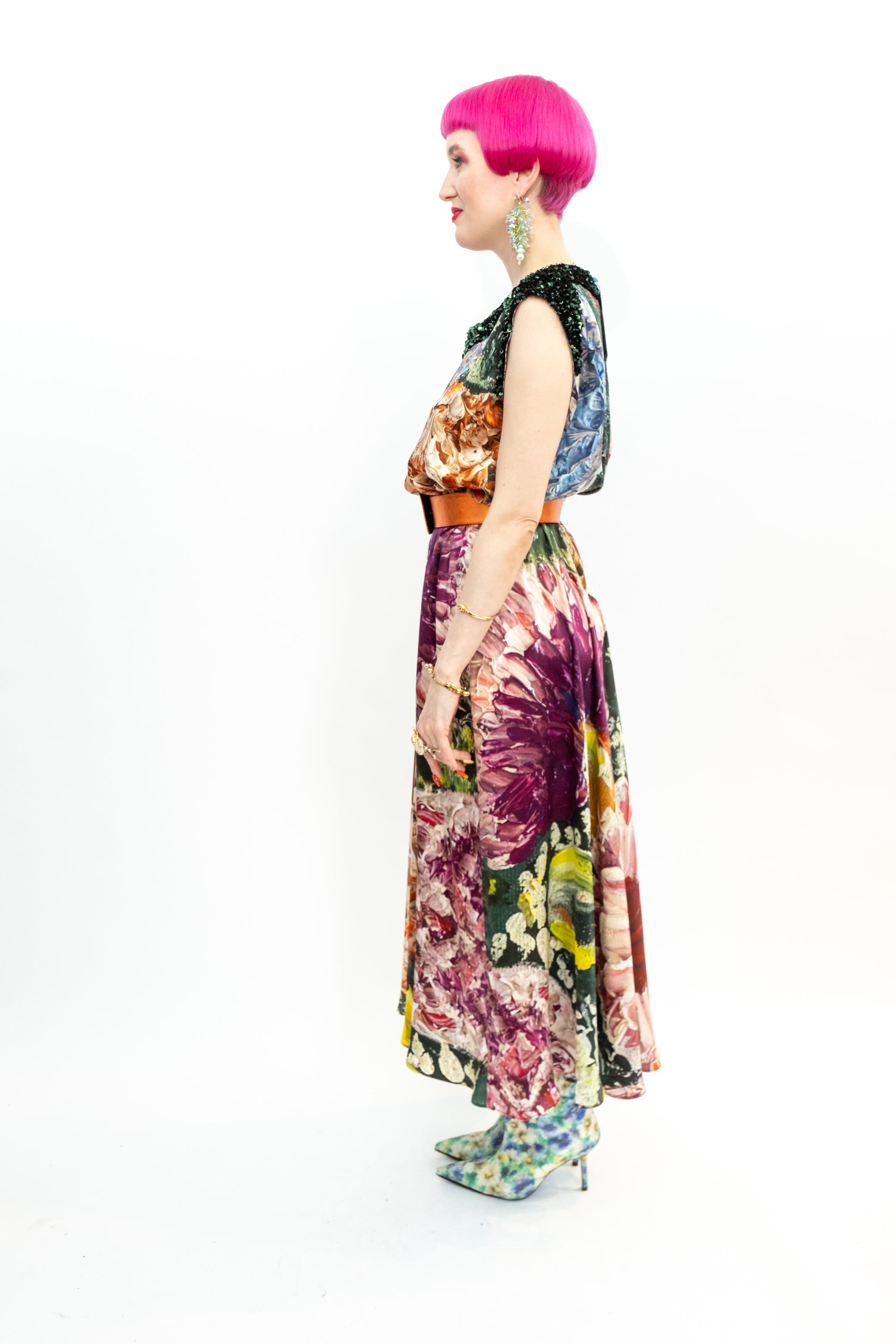 Silk Dress Sequins "Green Garden of Georgia"