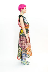 Silk Dress with sequins Print "Green Garden of Georgia"
