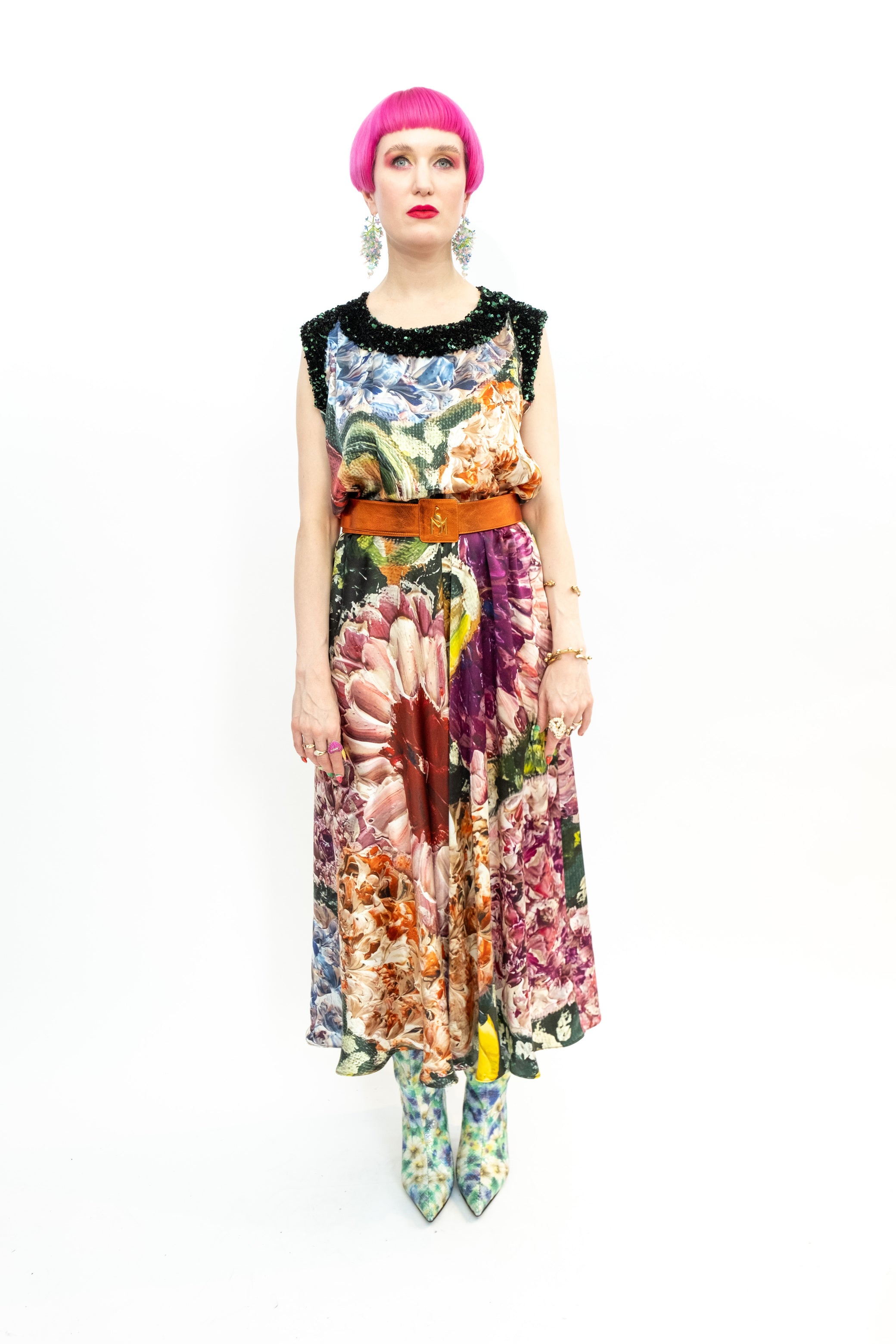 Silk Dress Sequins "Green Garden of Georgia"