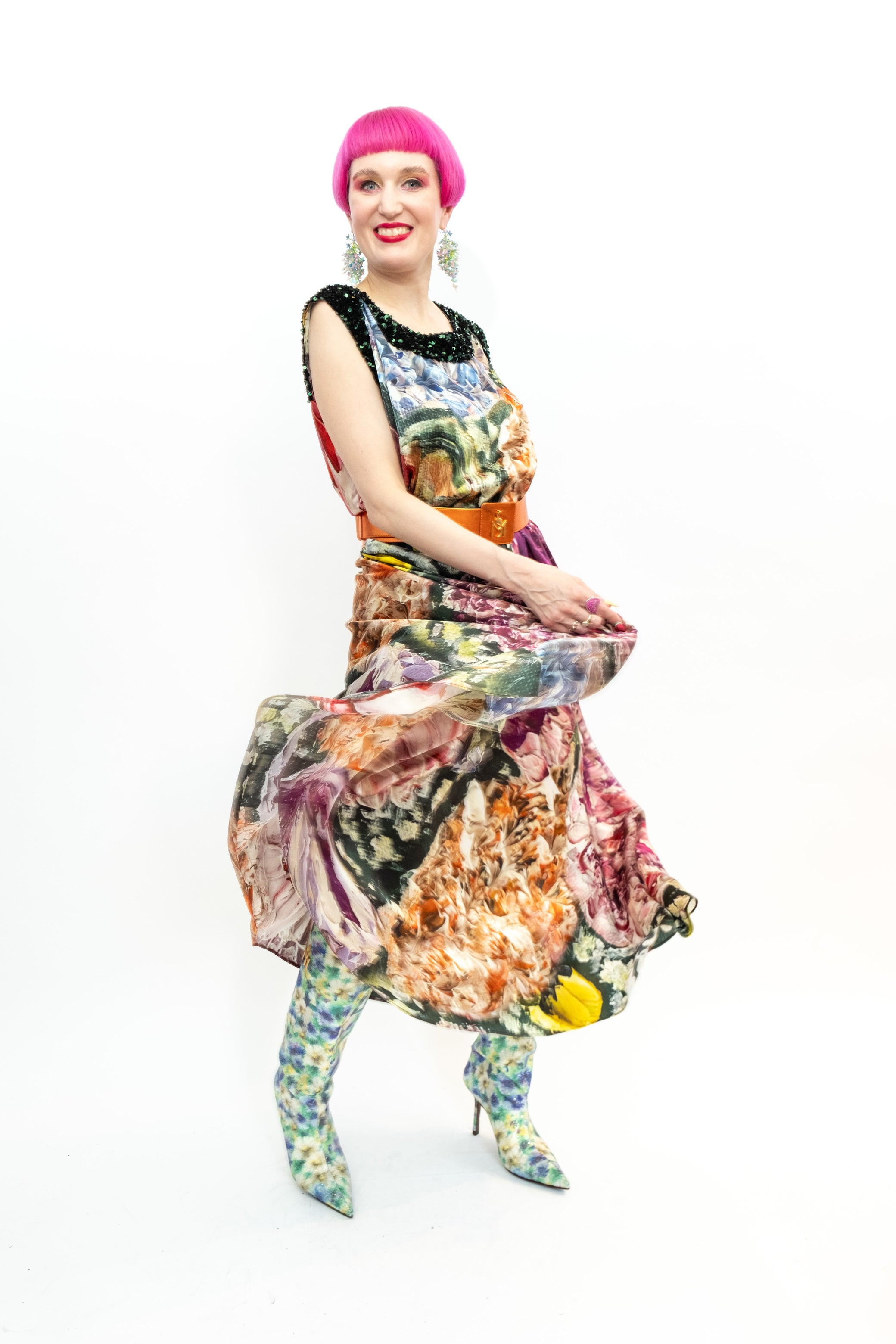 Silk Dress Sequins "Green Garden of Georgia"