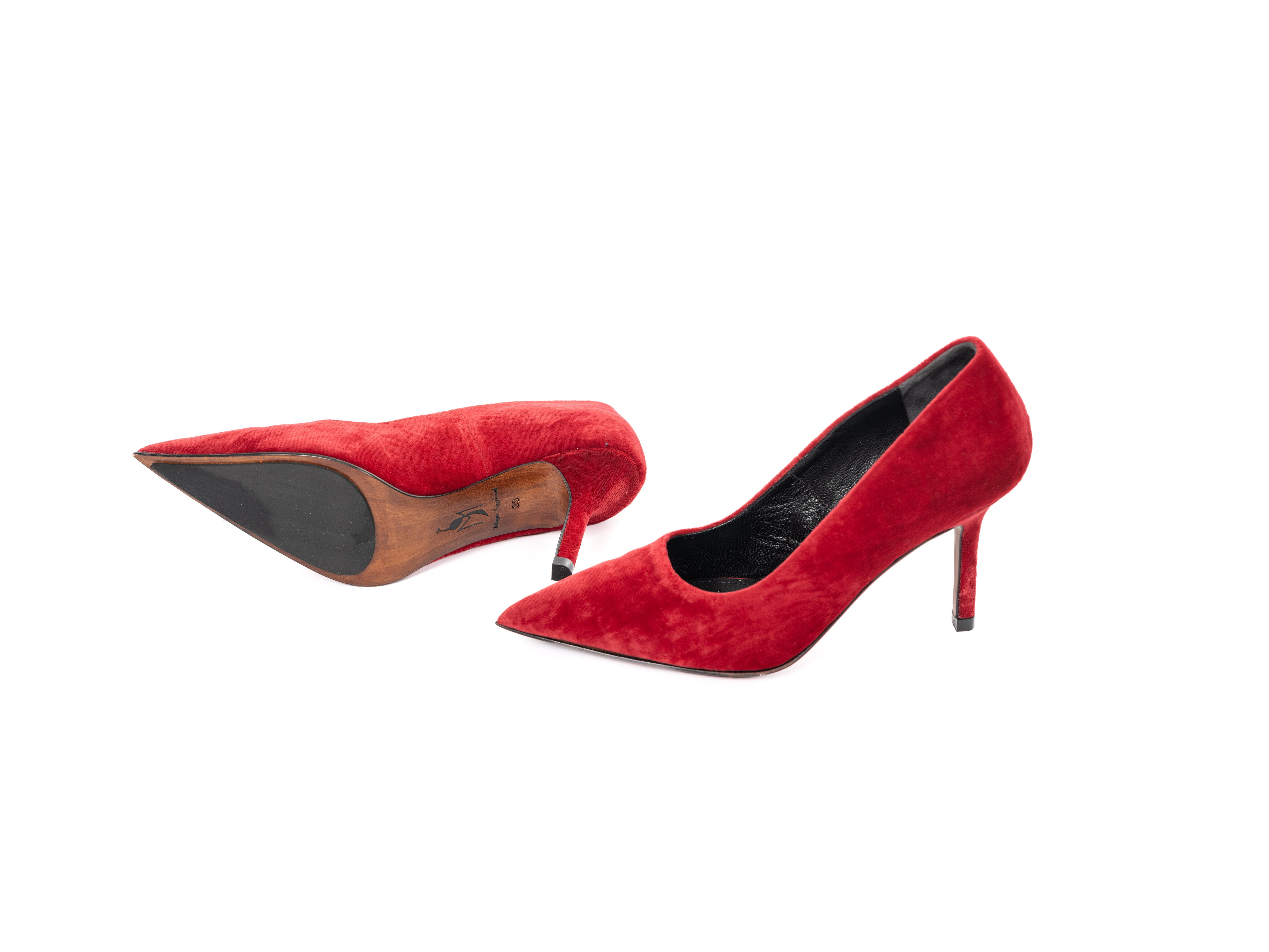 Maya Seyferth Pumps in Rot aus Veloursleder mit spitzer Zehe