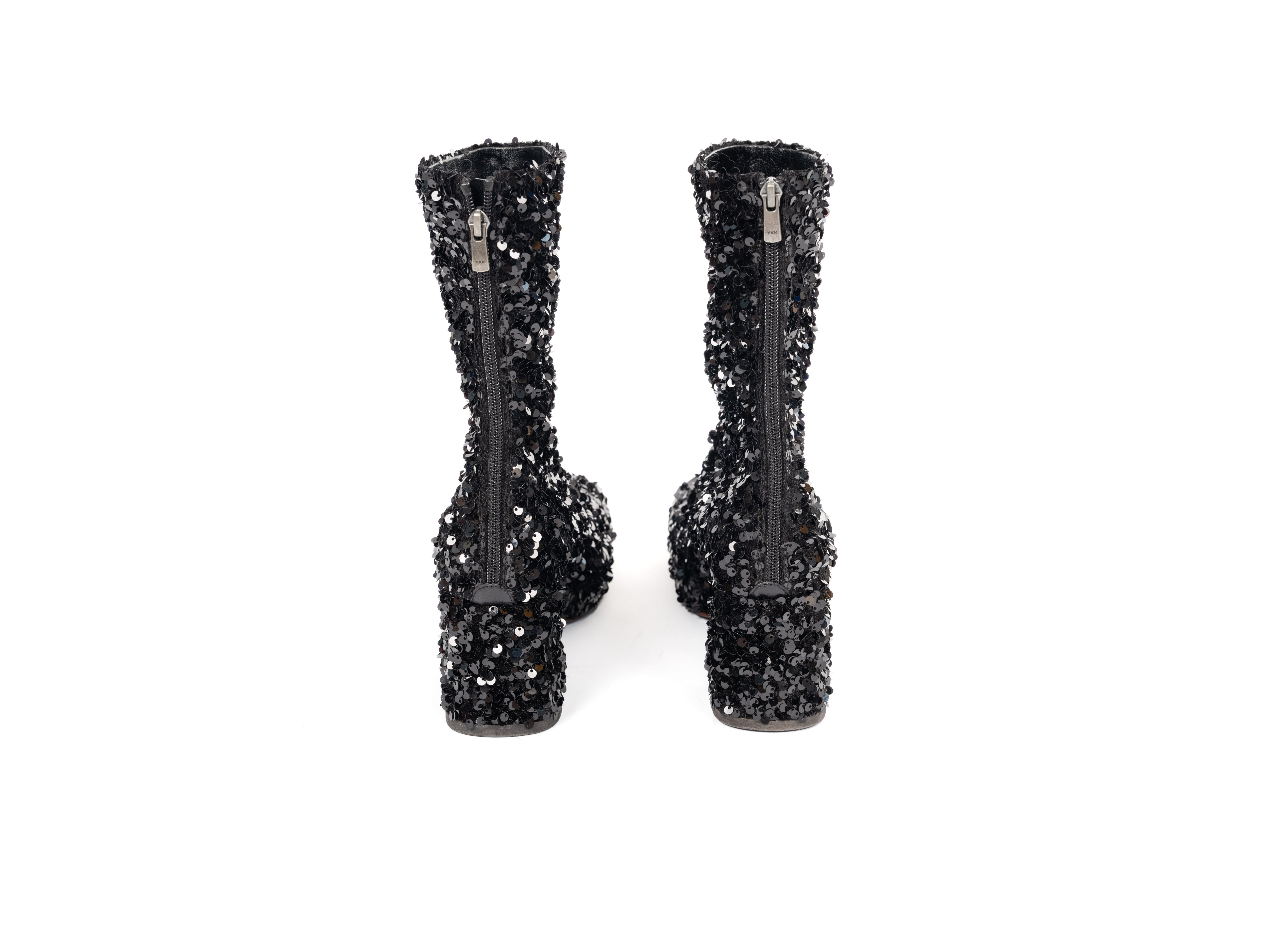 Maya Seyferth Paillettenstiefel Schwarz, Rückansicht mit Reissverschluss