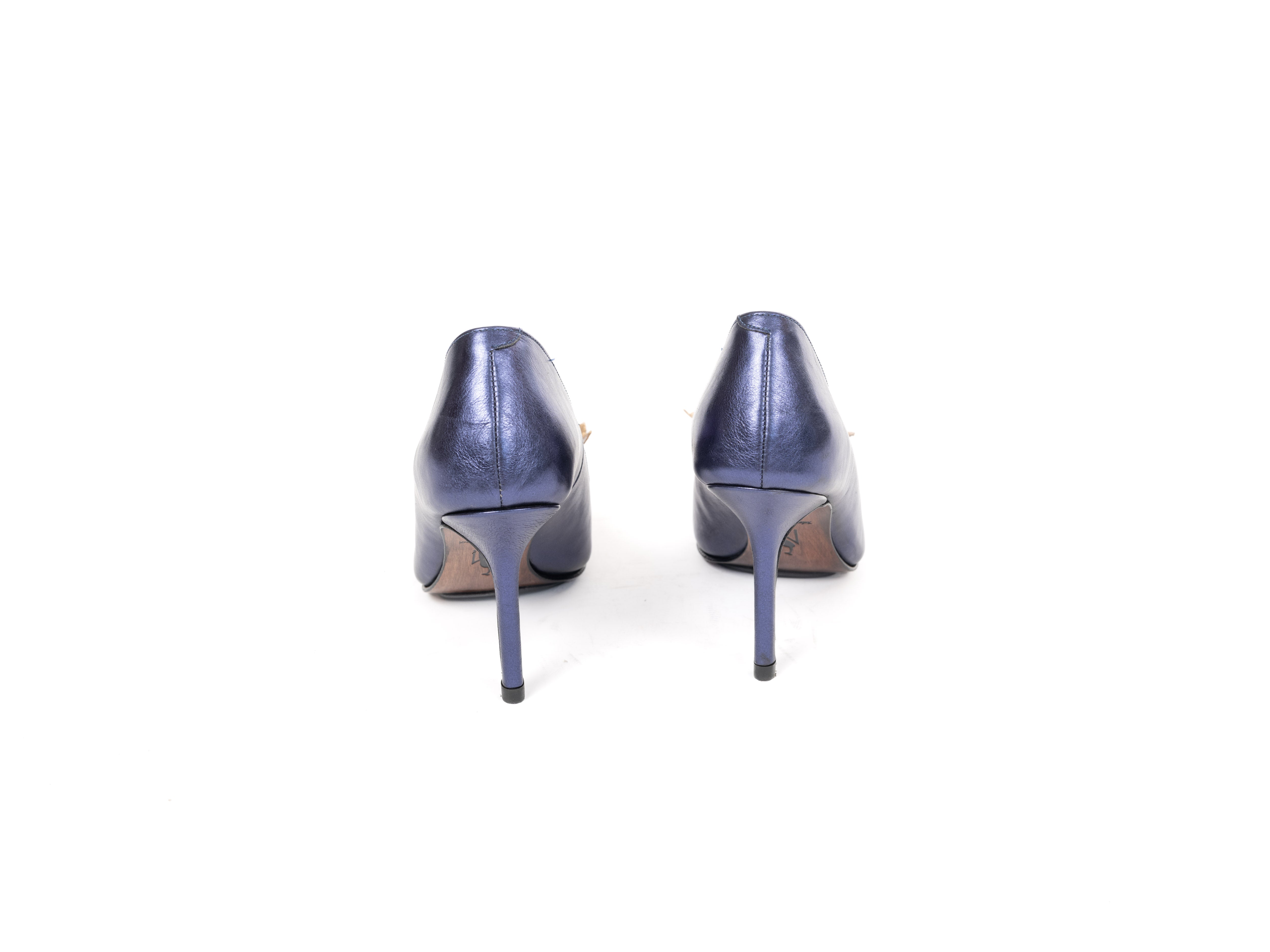 Maya Seyferth Pumps in Marineblau, Rückansicht mit Stiletto-Absatz
