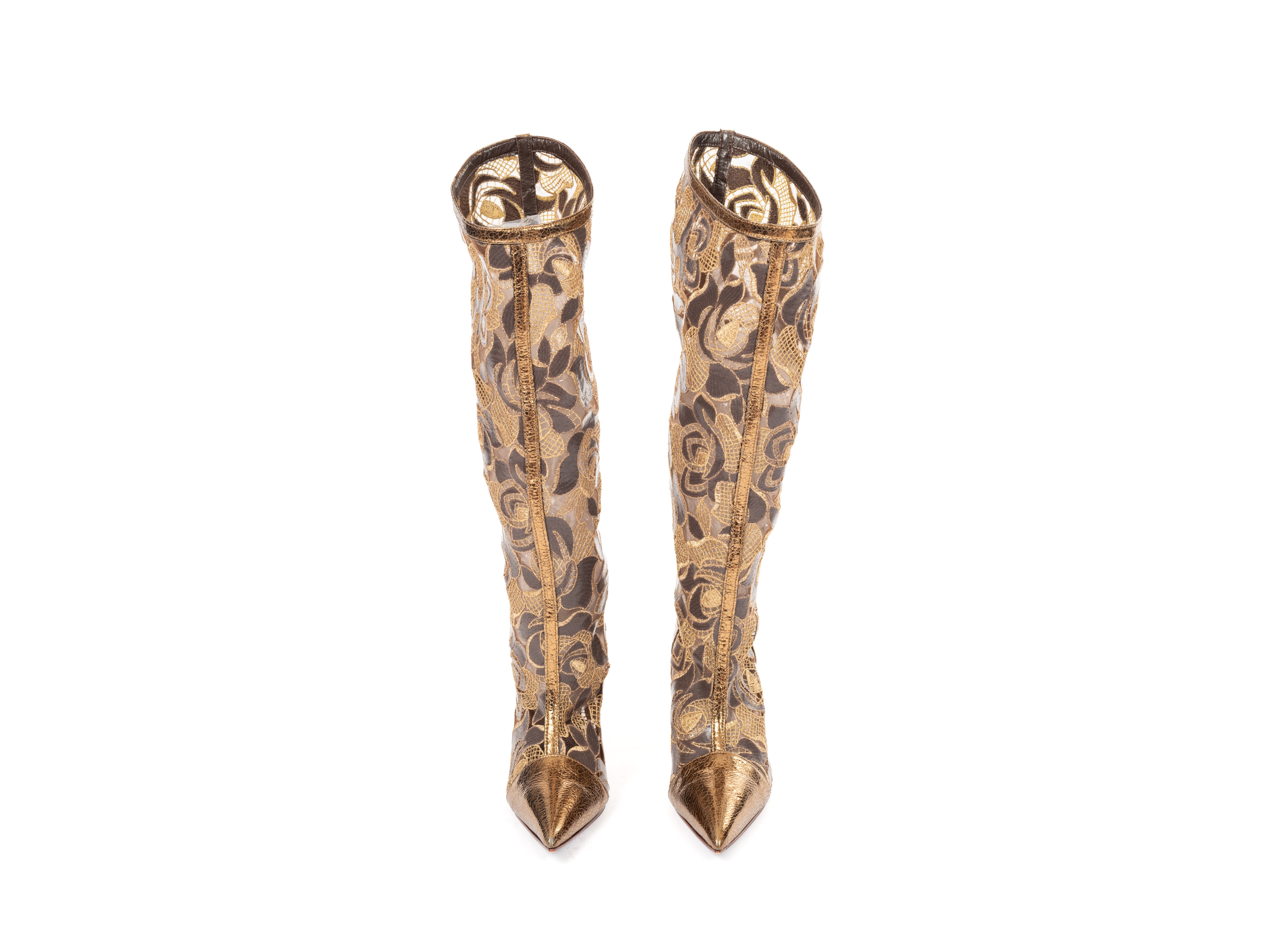 Maya Seyferth Stiefel Gold, Sohlen- und Seitenansicht mit Stiletto-Absatz