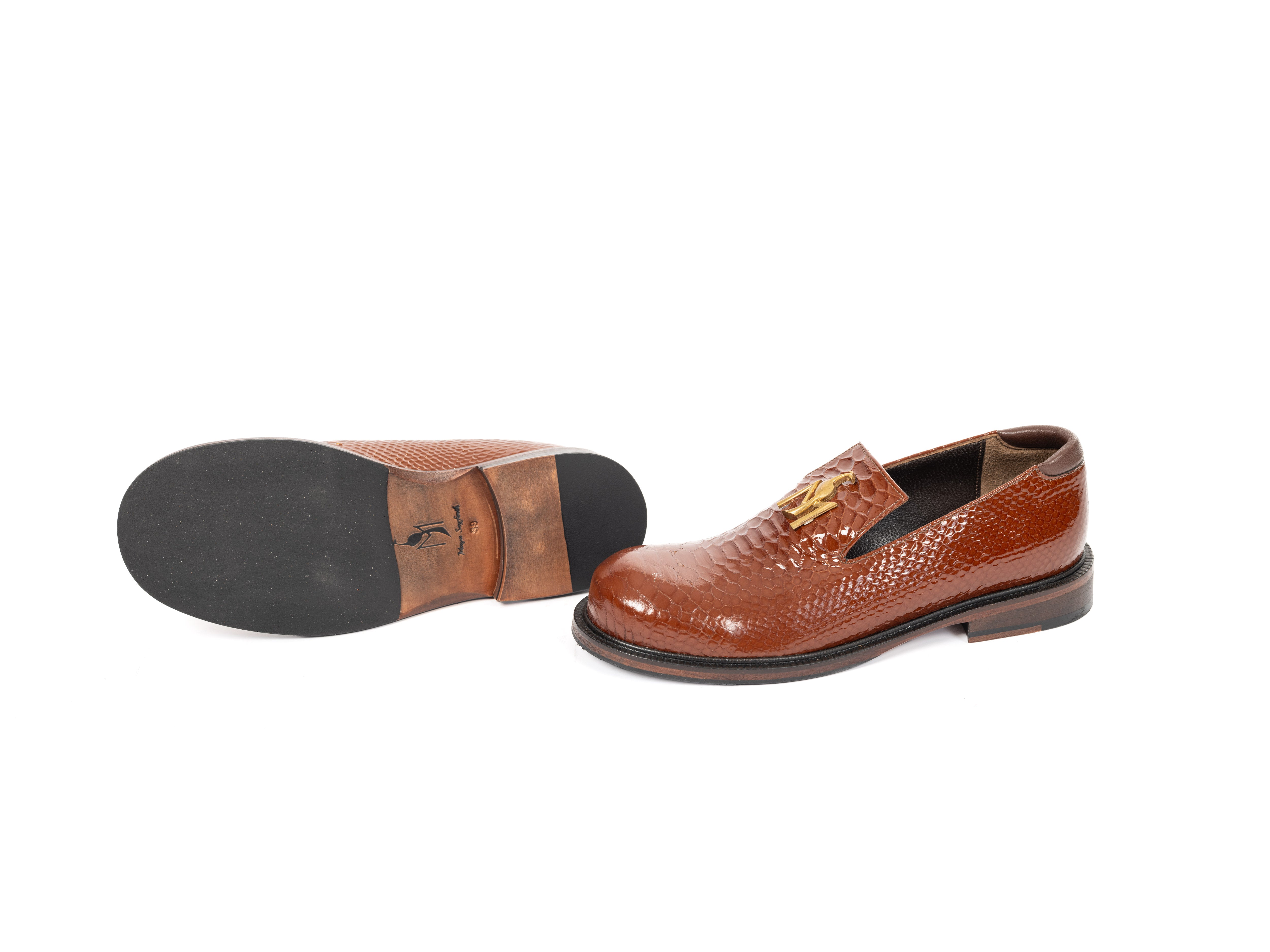 Maya Seyferth Loafer in Cognac, Sohlen- und Seitenansicht