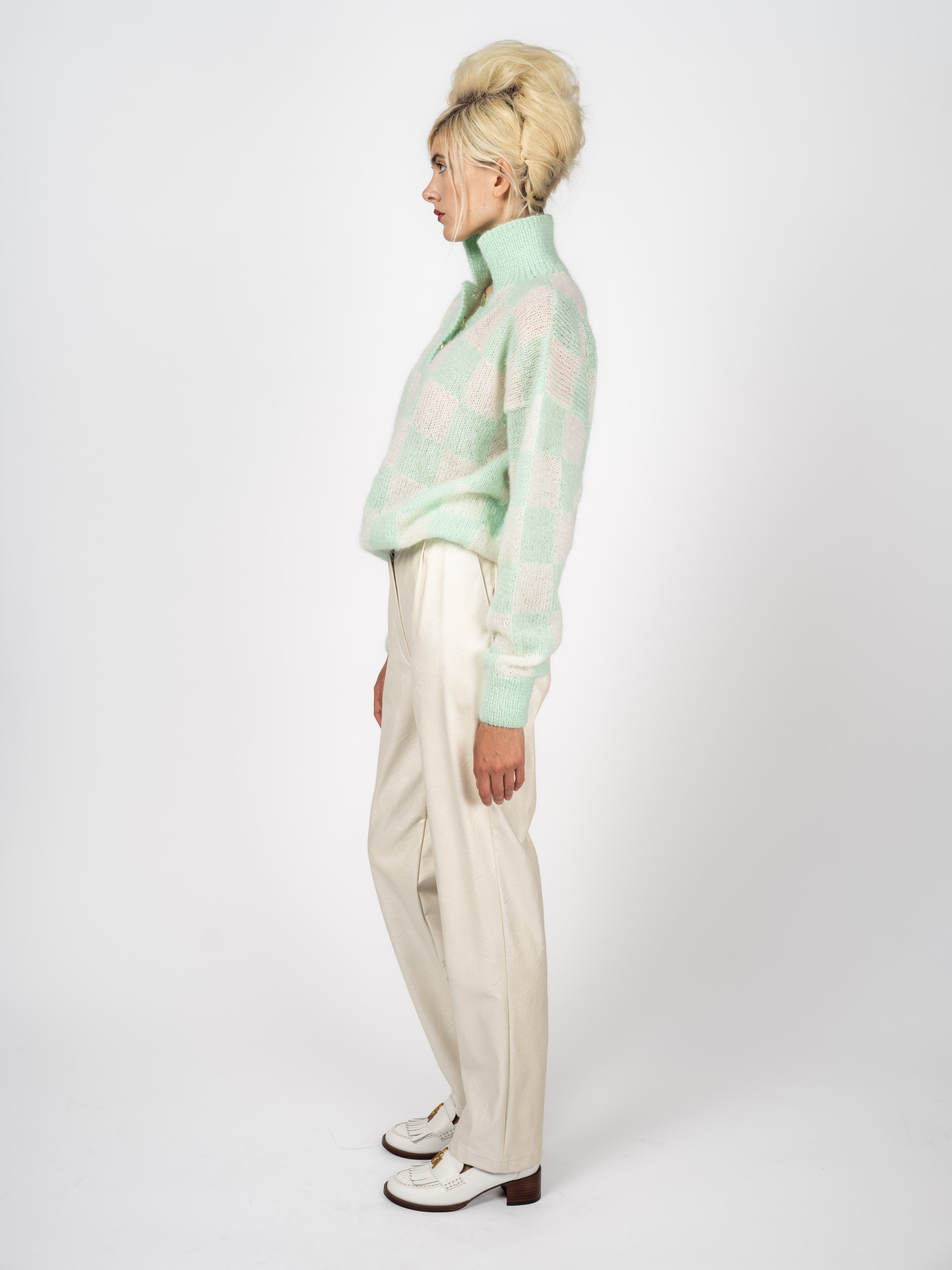 Pullover Angora Checkerboard Mint – side