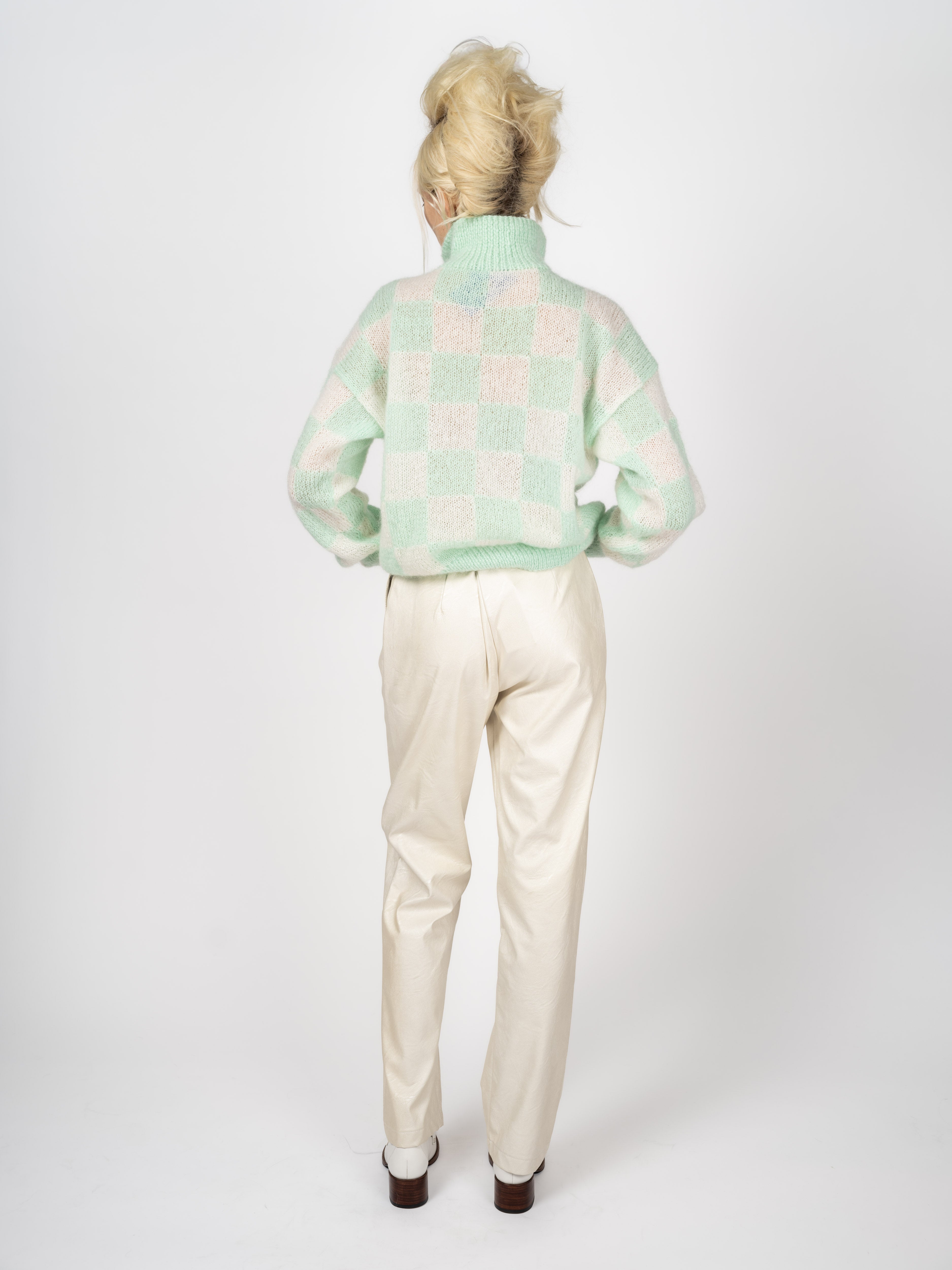 Pullover Angora Checkerboard Mint – back