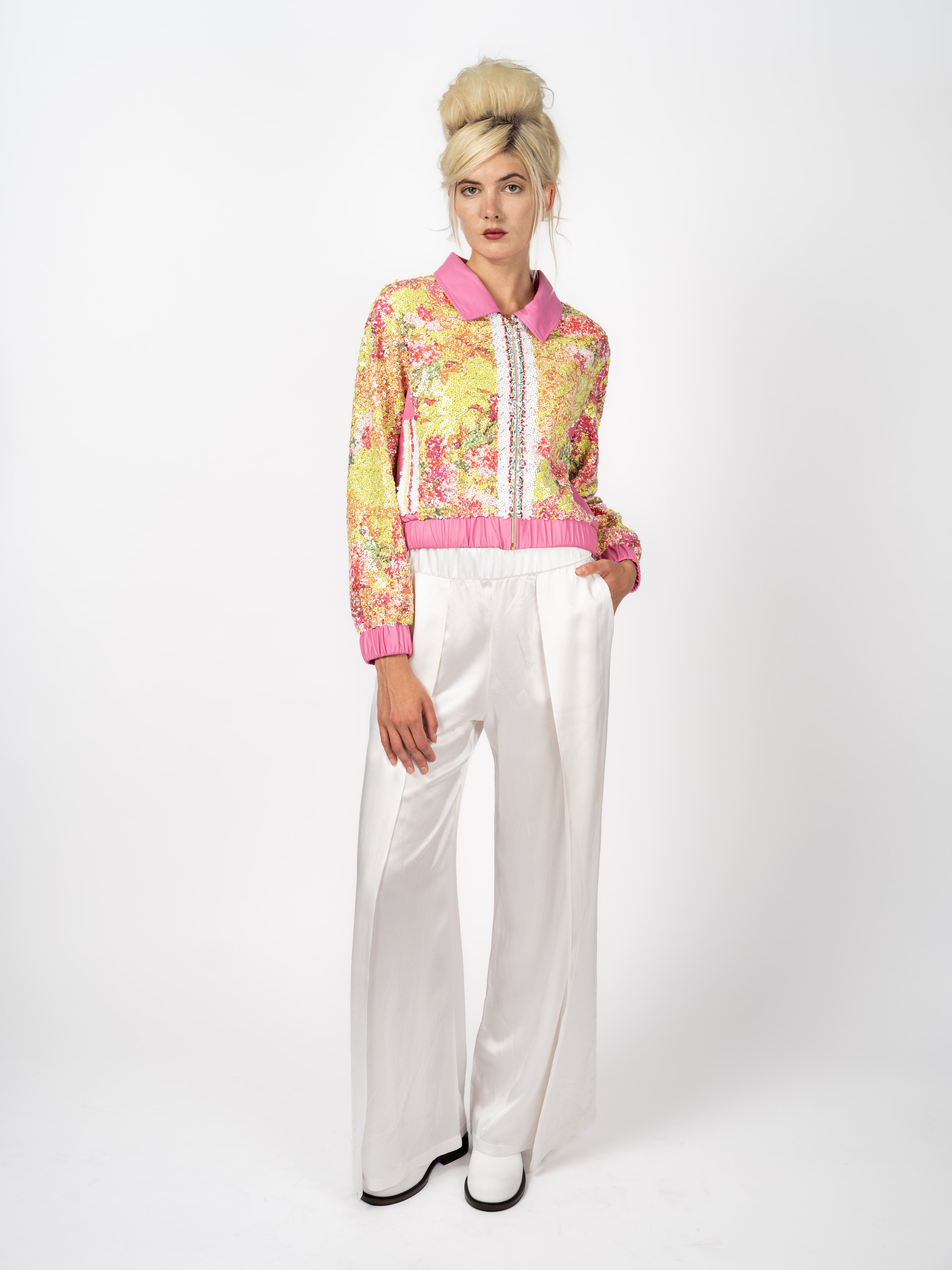 Bomber Jacket Sequins Floral – front
