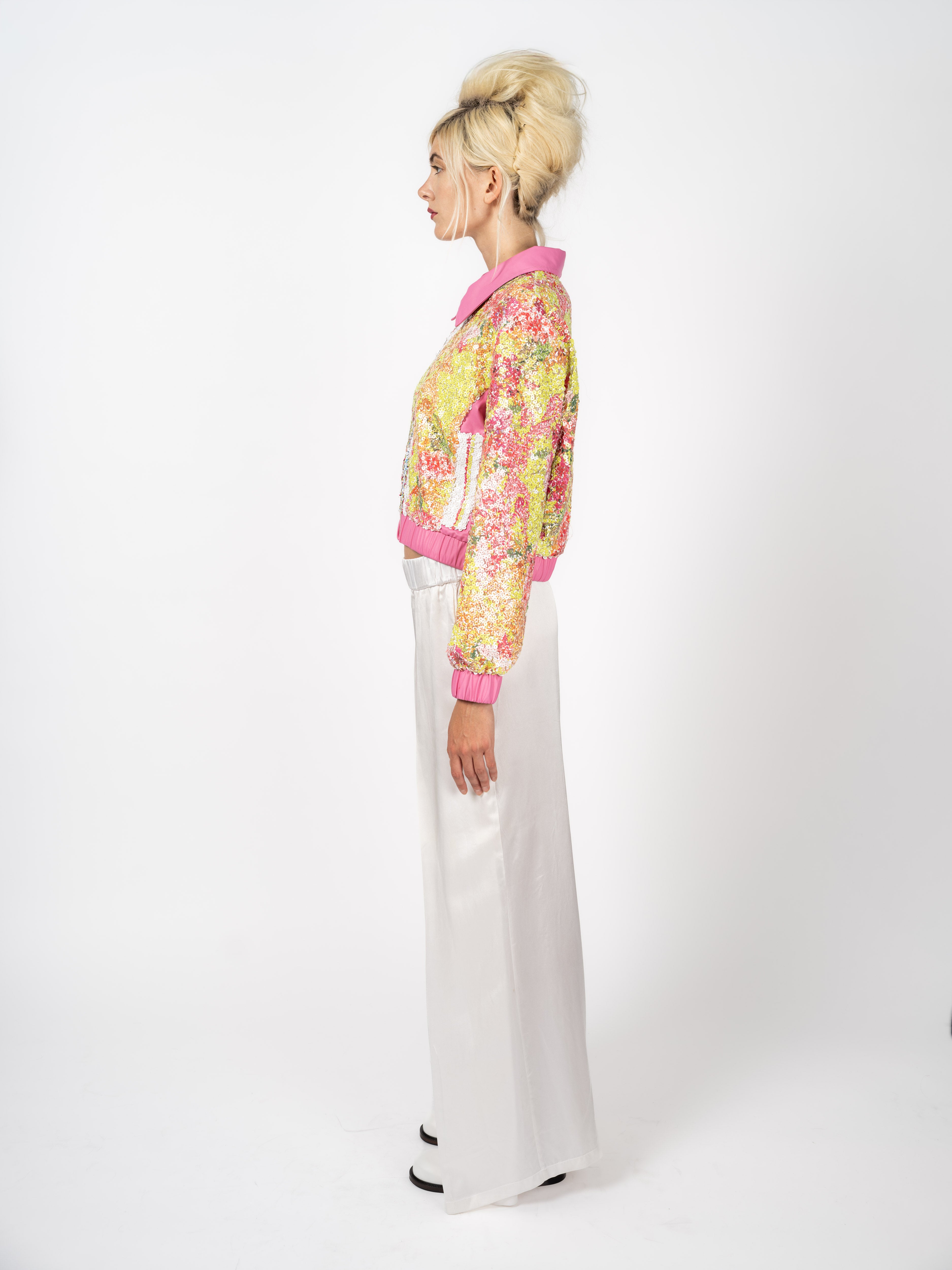 Bomber Jacket Sequins Floral – side