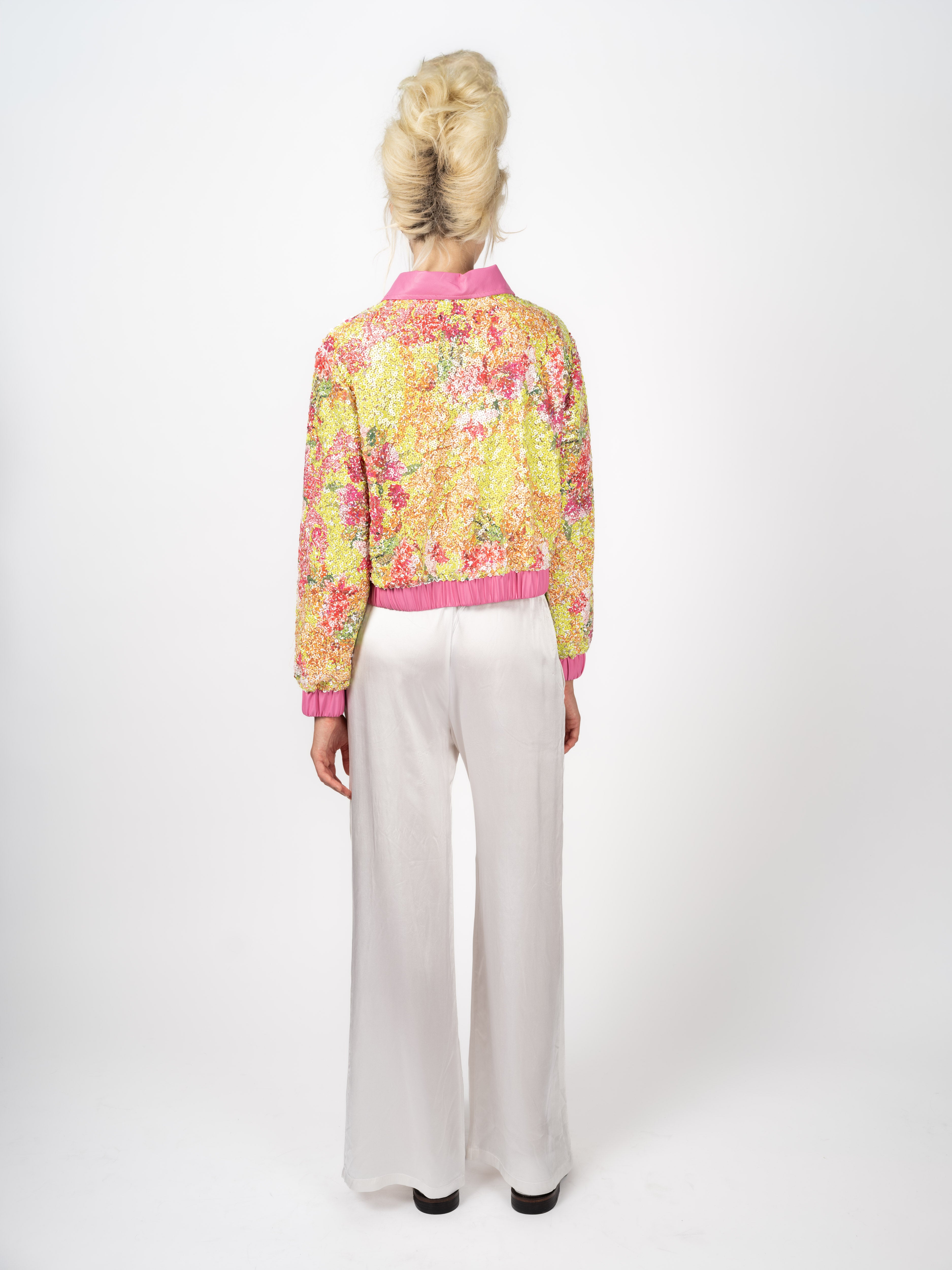 Bomber Jacket Sequins Floral – back