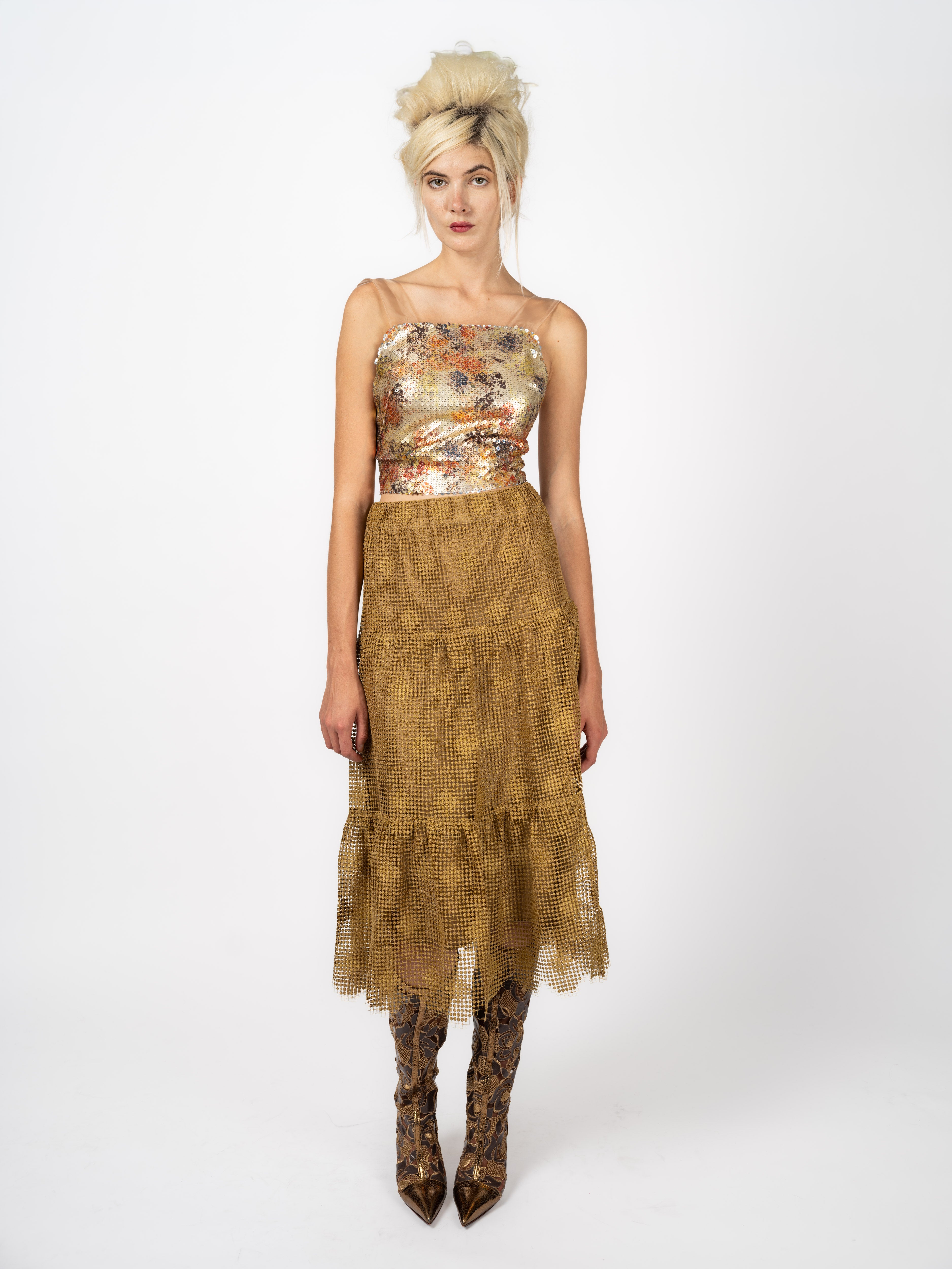 Skirt Guipure Lace Gold – front